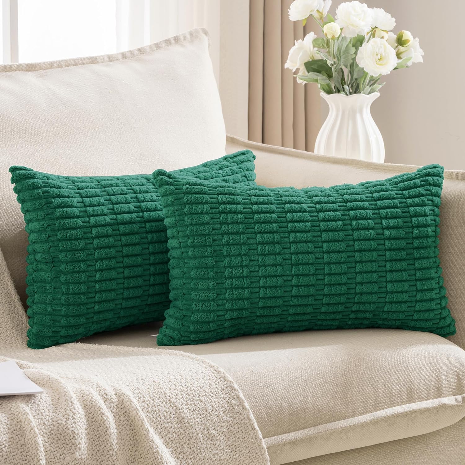 Boho Beige Throw Pillow Cover — 24" — 20" x 12" (Pack of 2)