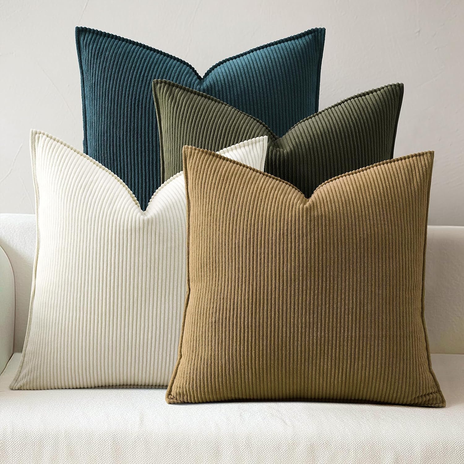 Velvet Boho Beige Throw Pillow Cover — 18" — 18" x 18" (Pack of 4)