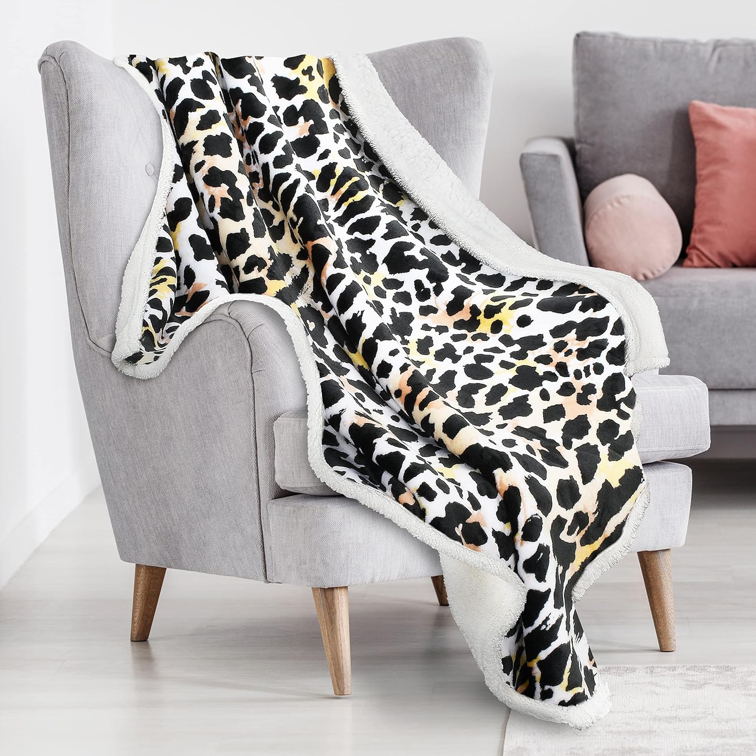 Beige Throw Pillow — 50" — Light Cheetah