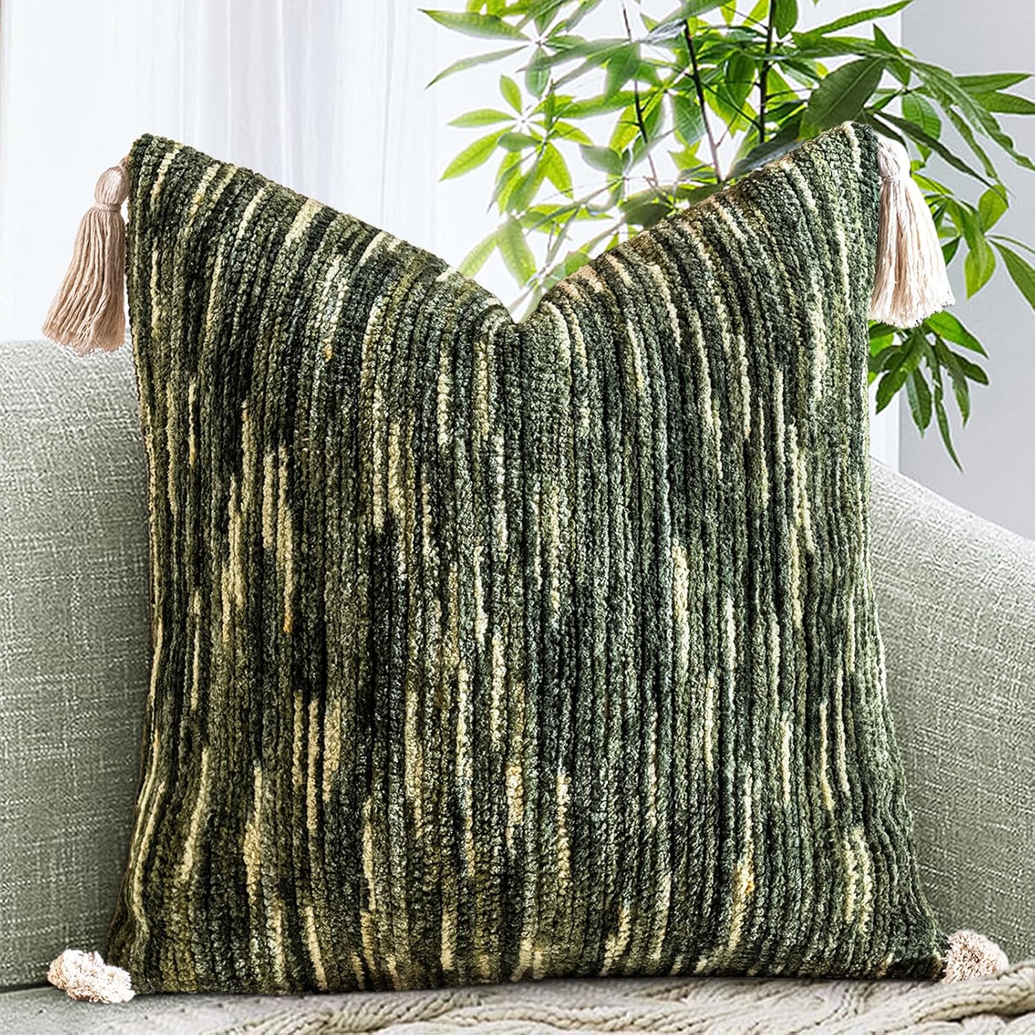 Tufted Boho Black Throw Pillow Cover — 18" — 18" x 18" (Pack of 1)