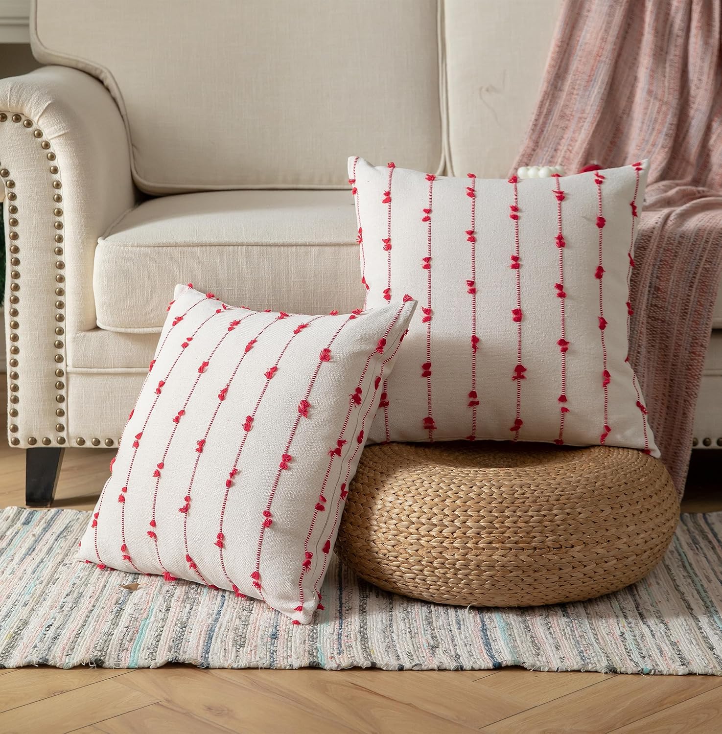 Boho Black Throw Pillow Cover — 22" - View 3