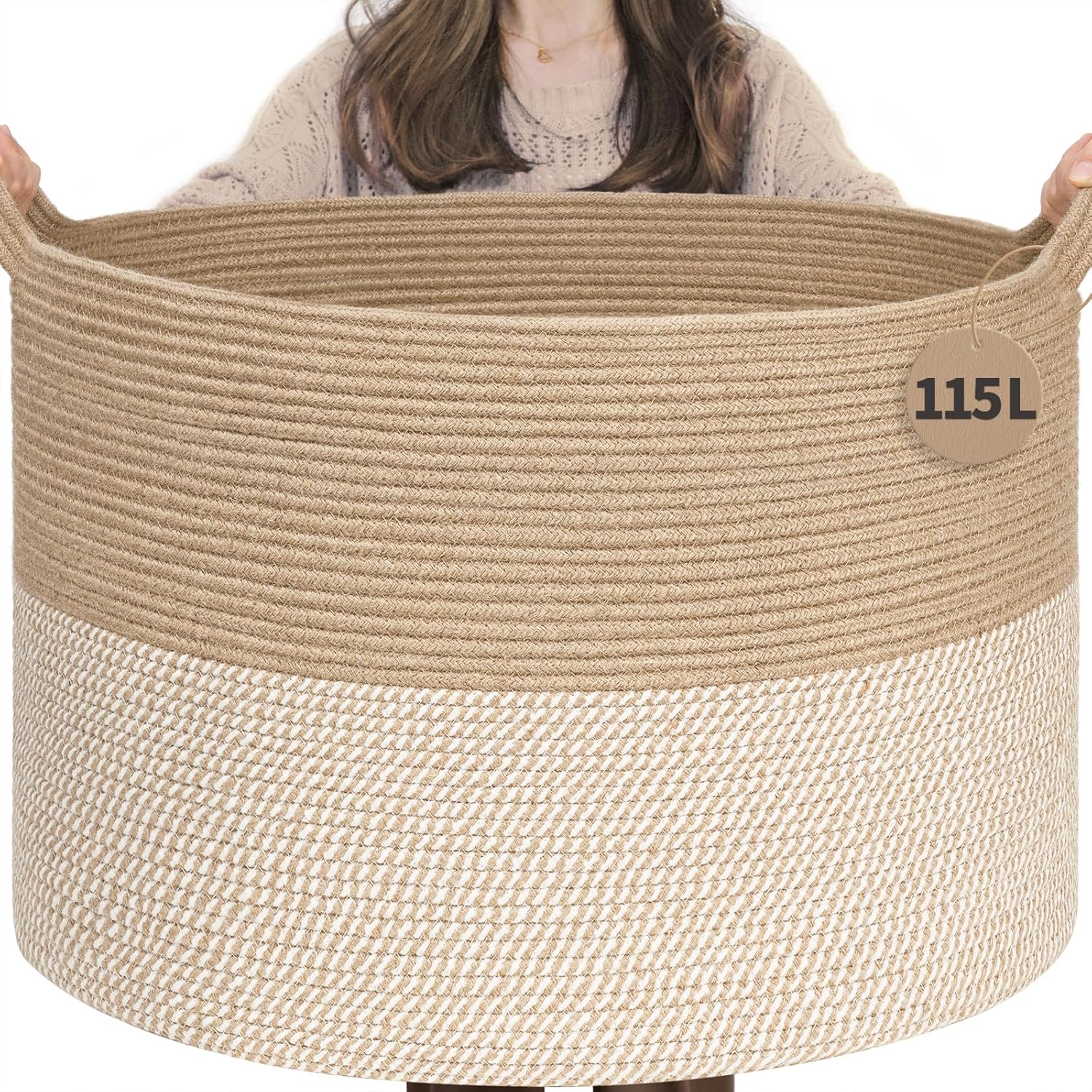 Boho Black Throw Pillow — 21.7" — White & Jute