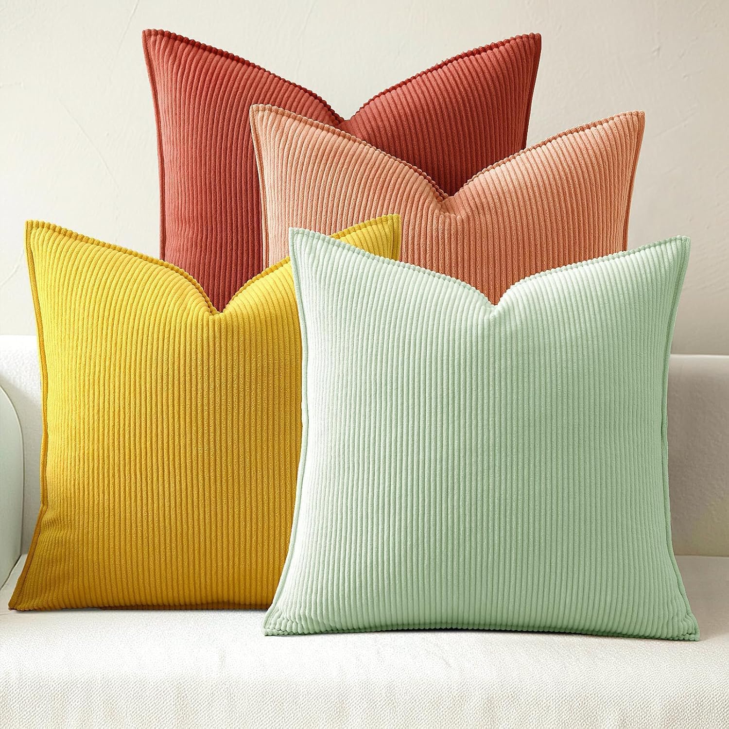 Velvet Boho Beige Throw Pillow Cover — 18" — 18" x 18" (Pack of 4)