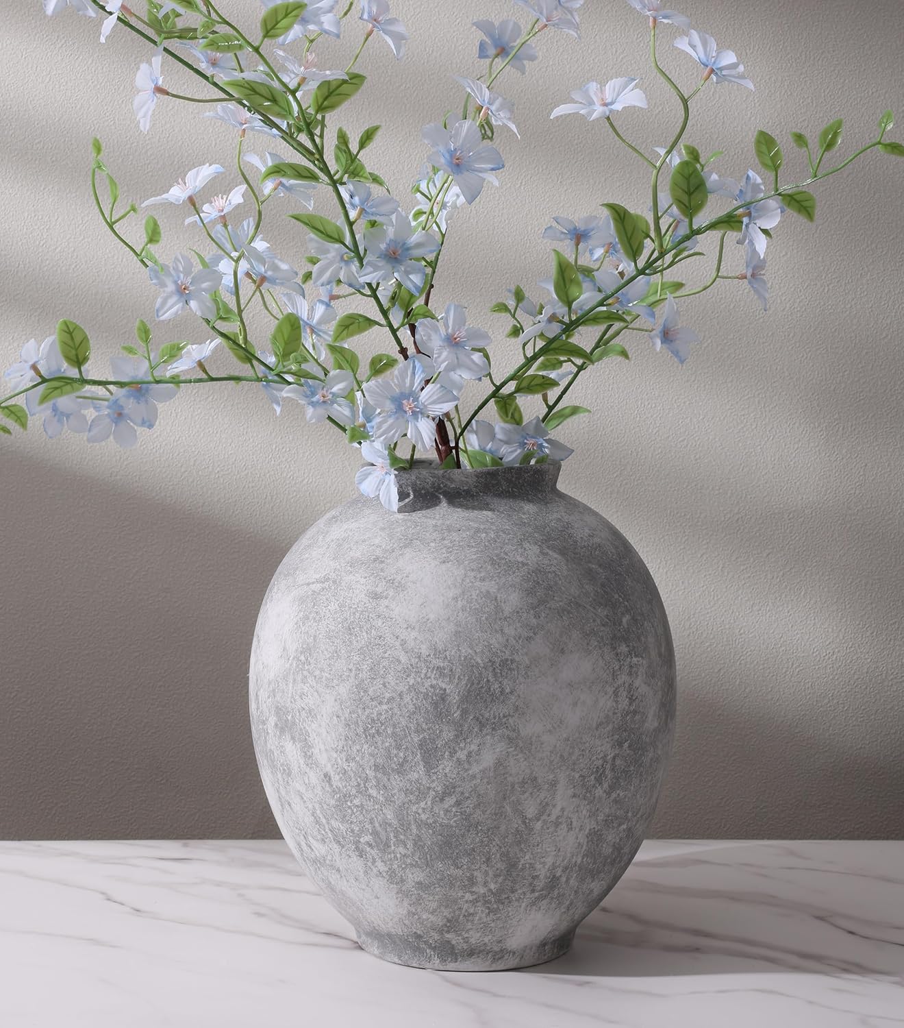 Round Farmhouse Gold Vase — 8" — Gray