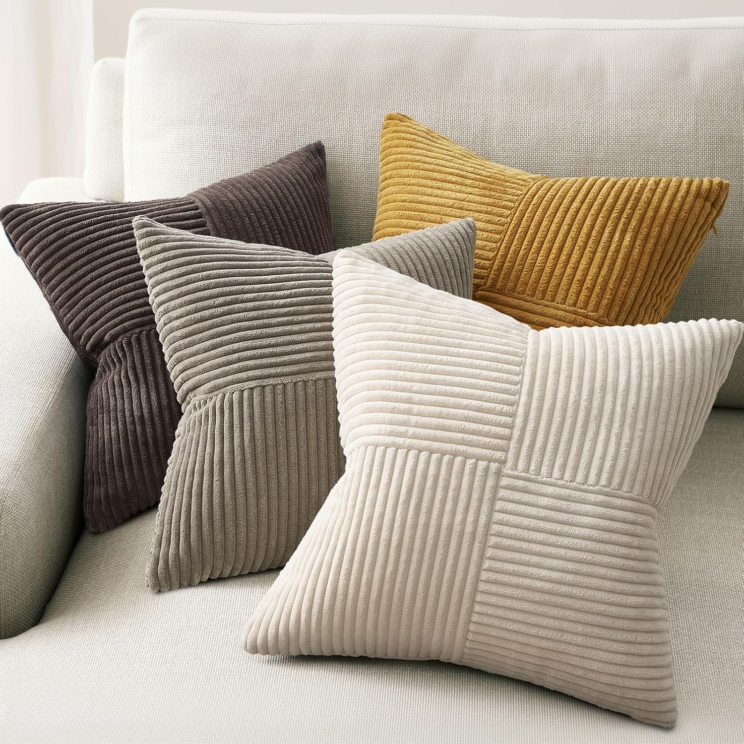Velvet Boho Beige Throw Pillow Cover — 20" — Gold Brown