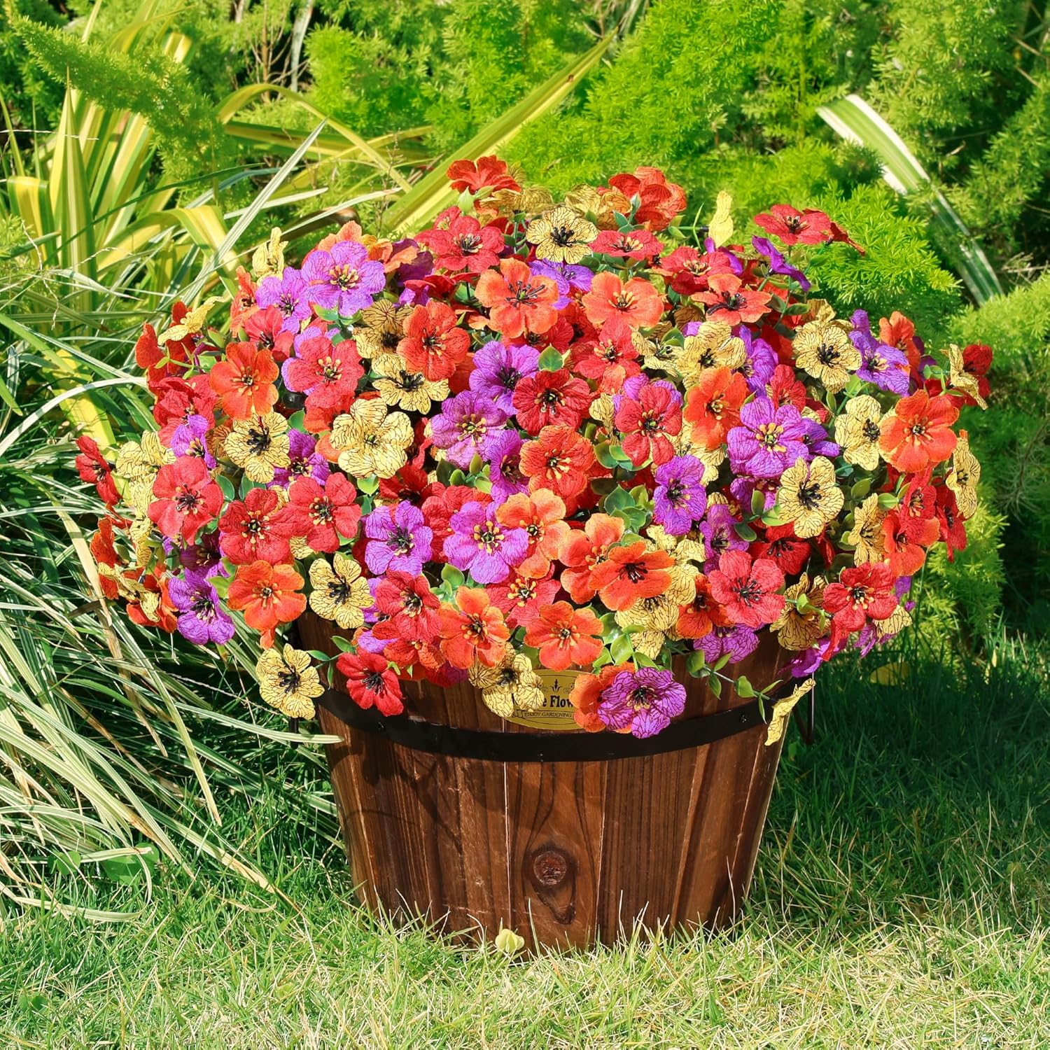 Farmhouse Pink Faux Plant — Mixed Color(red+yellow+fuchsia Purple+sunset Red）