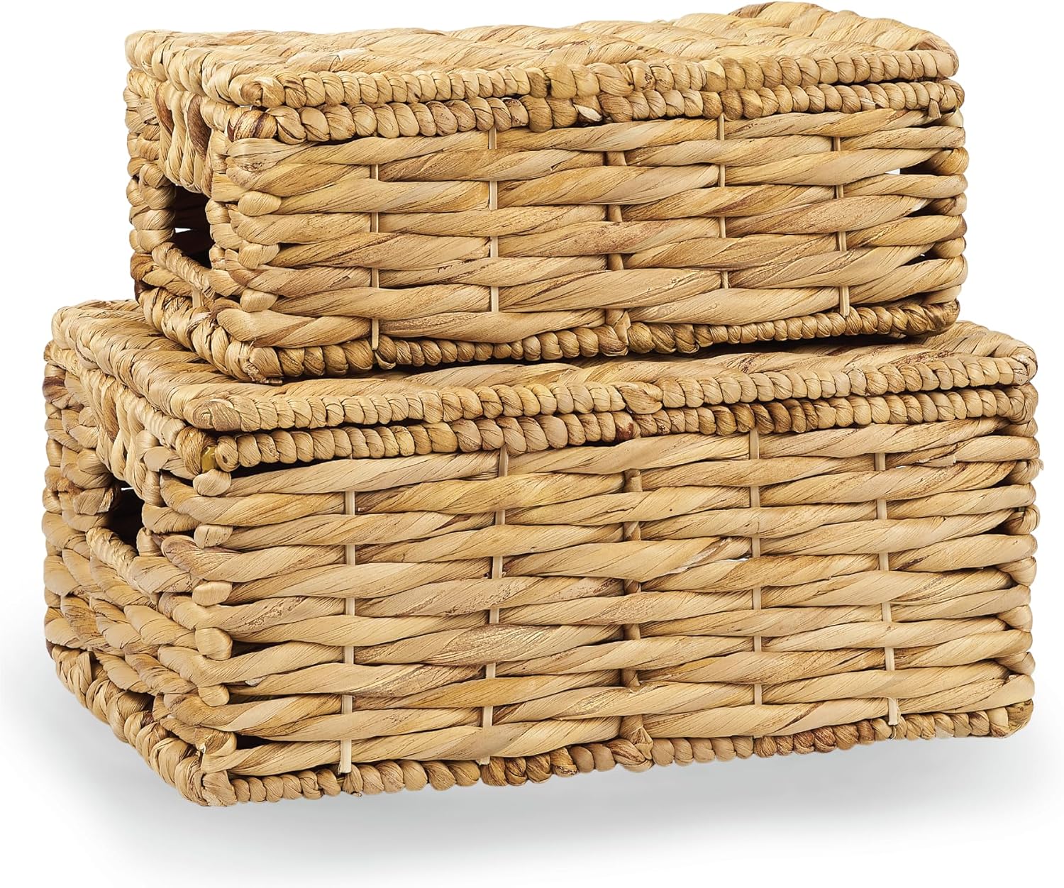 Boho Beige Woven Basket — Set of 2 — Natural
