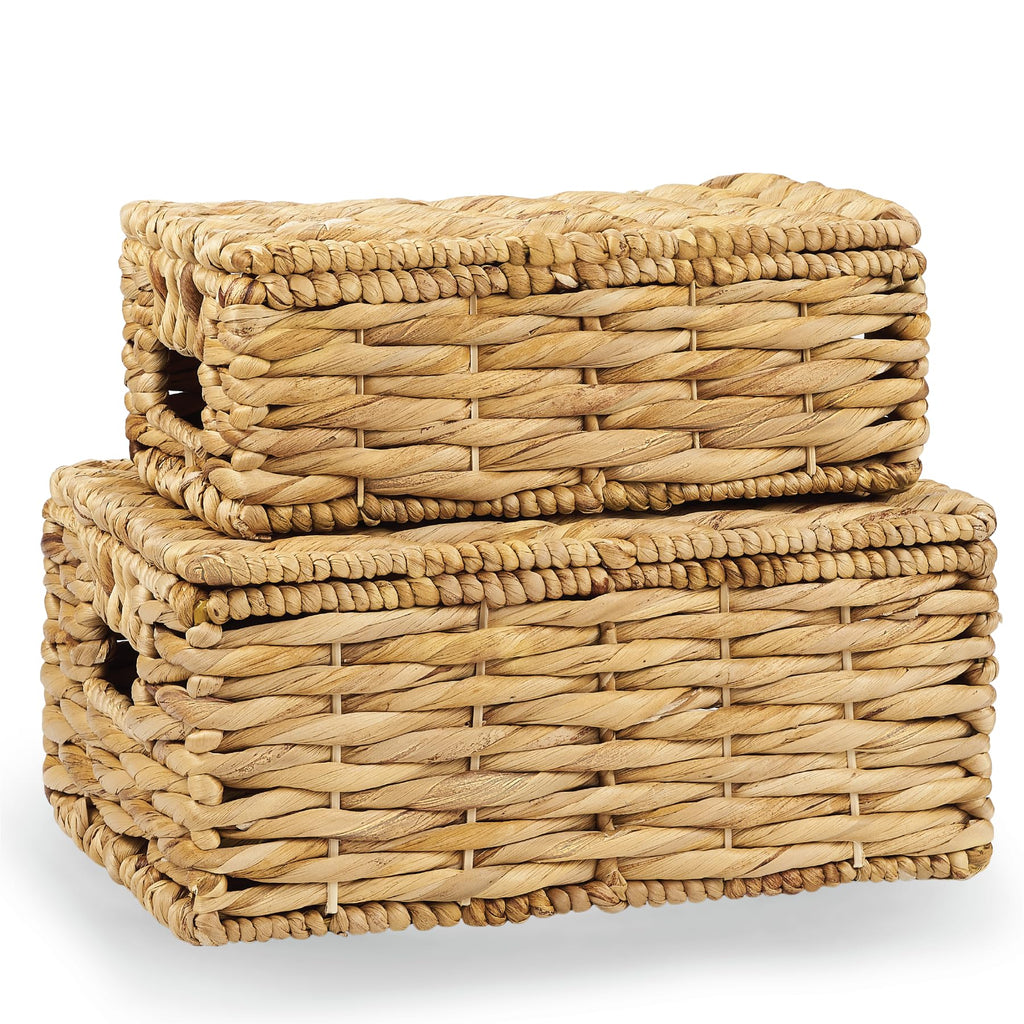Boho Beige Woven Basket — Set of 2