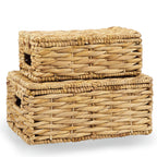 Boho Beige Woven Basket — Set of 2