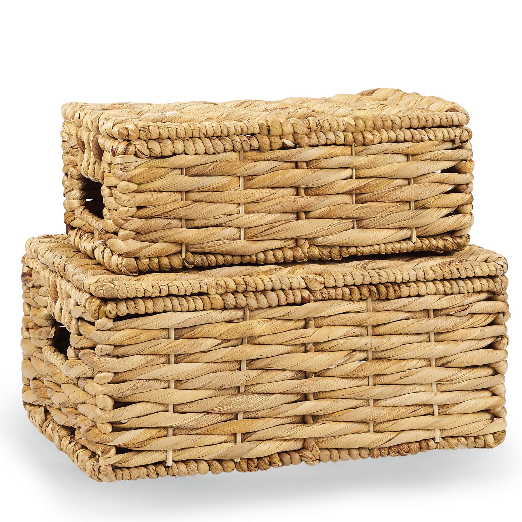 Boho Beige Woven Basket — Set of 2