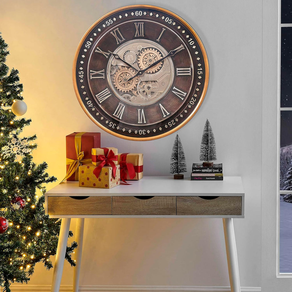 Oversized Farmhouse Beige Wall Clock — 24" - View 9