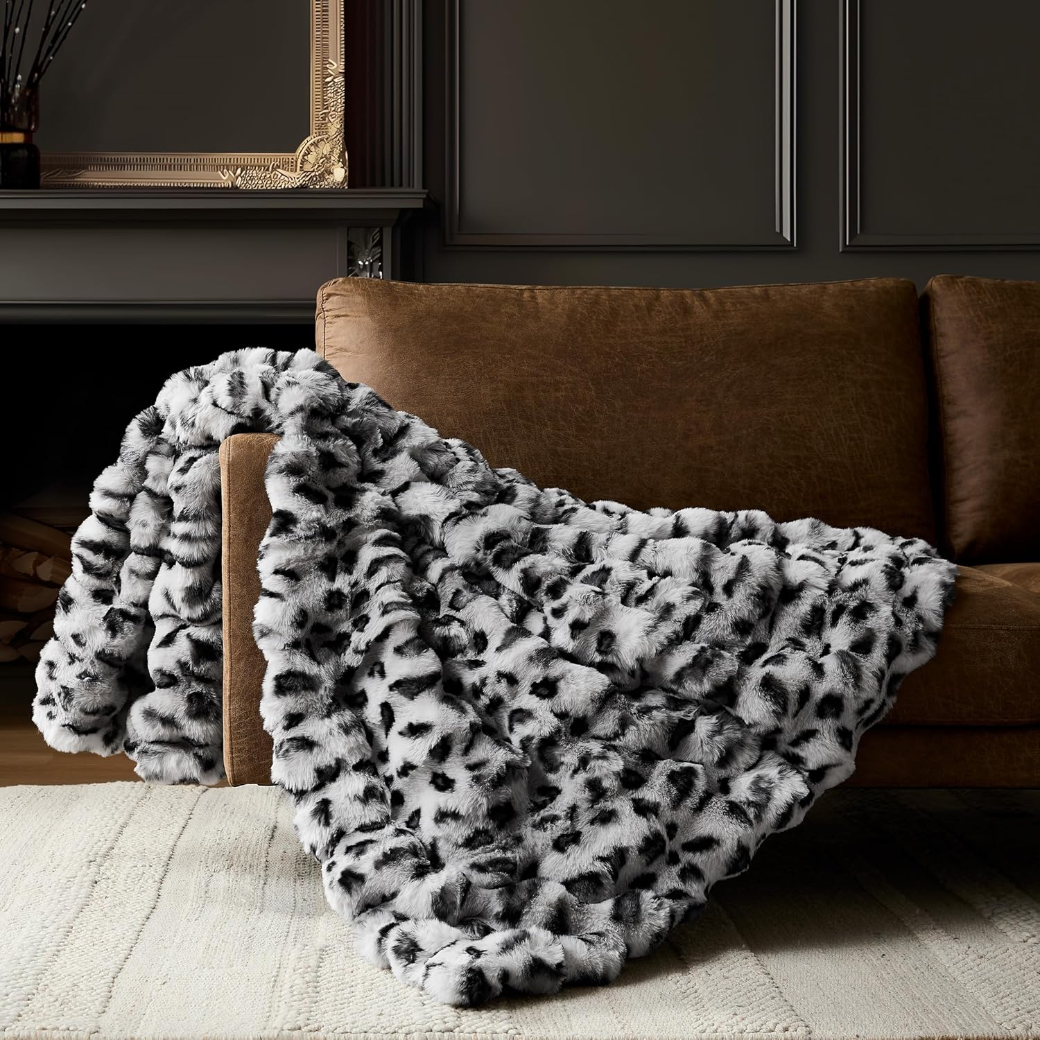 Luxe Beige Throw Pillow — 50" — Cheetah Grey