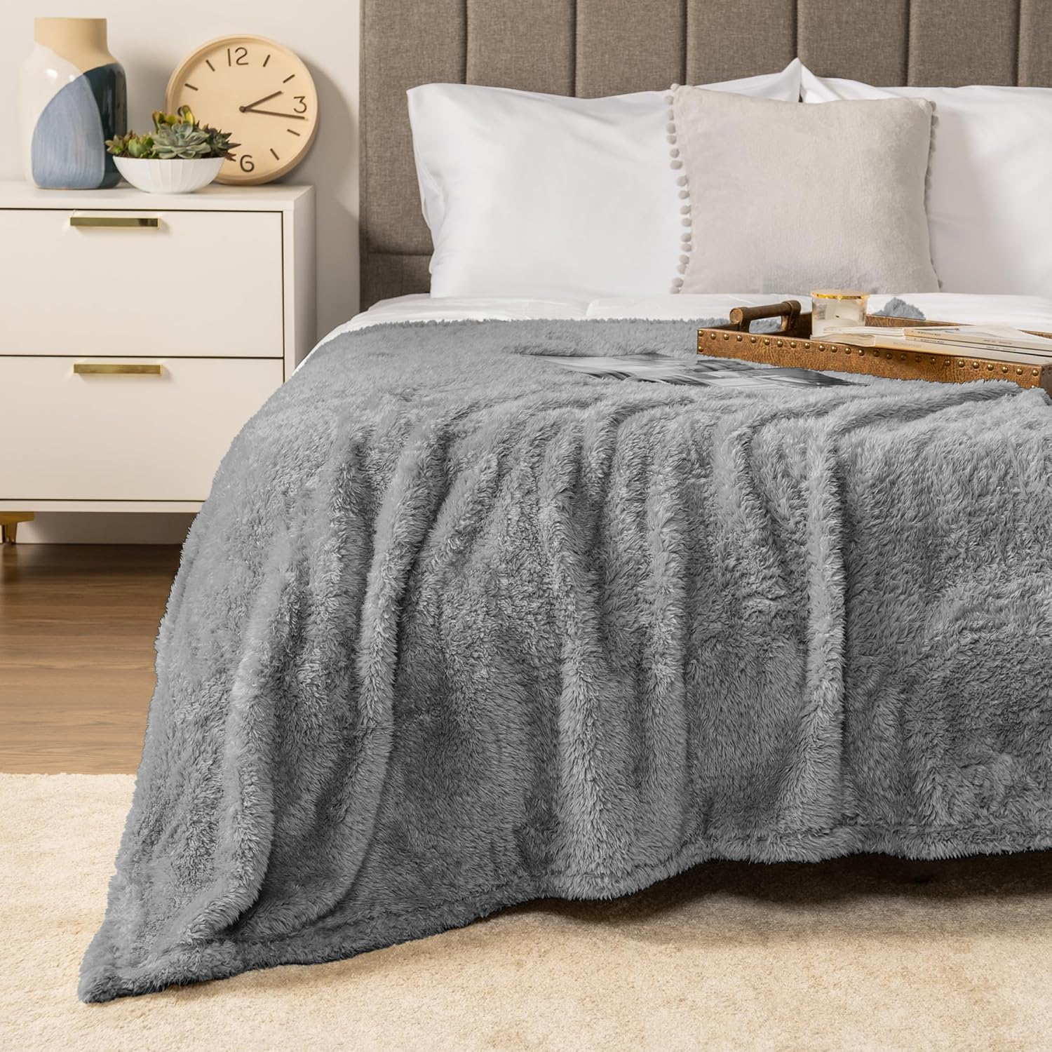 Beige Throw Pillow — 50x60 — Gray