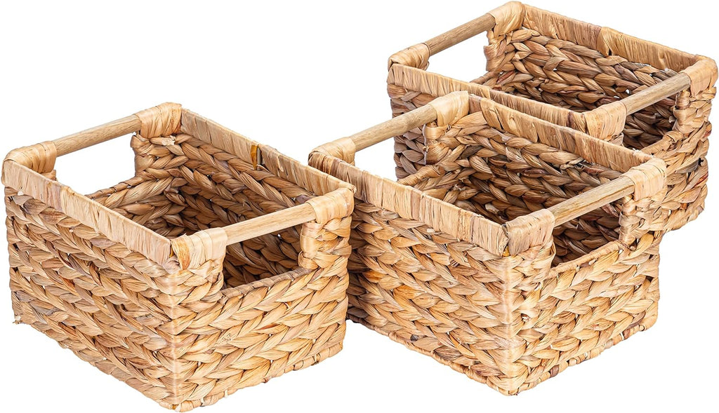 Rectangular Beige Basket — 14.5" — Water Hyacinth