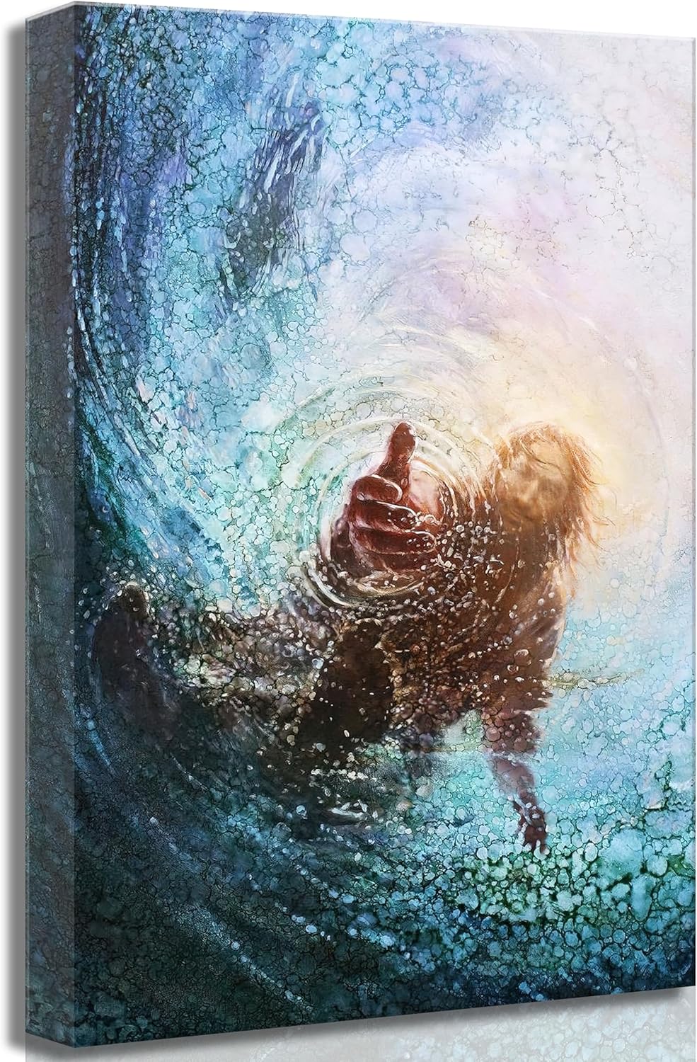 Framed Grey Canvas Wall Art — 16" — Jesus-Canvas