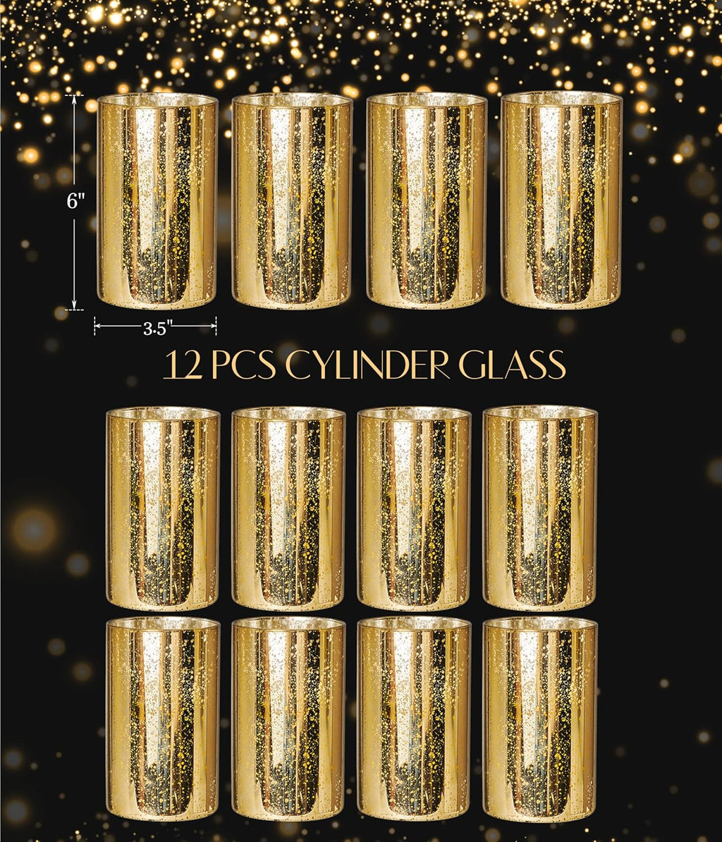 Luxe Gold Pillar Candle — Set of 12 - View 6