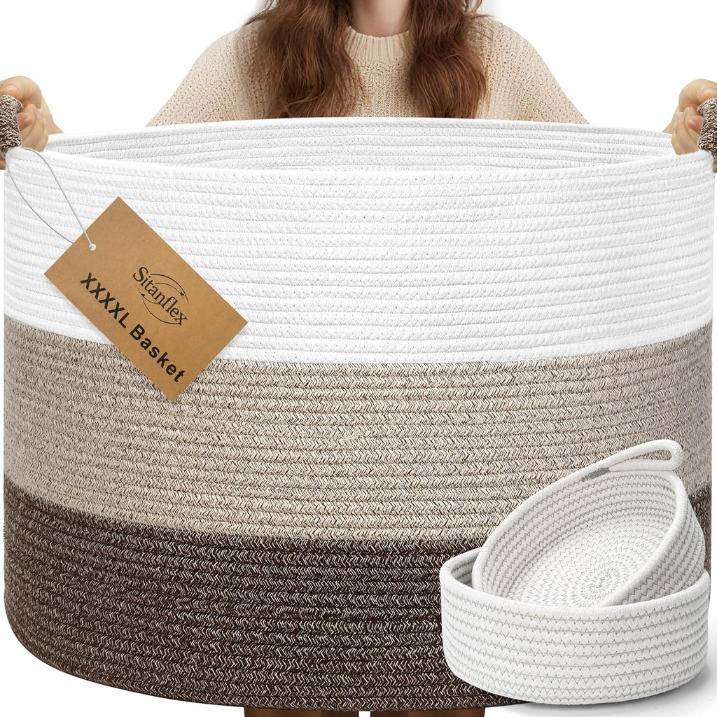 Round Boho Brown Throw Pillow — 21.7" — White & Gradient Brown