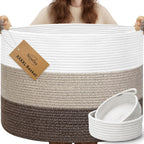 Round Boho Brown Throw Pillow — 21.7" — White & Gradient Brown