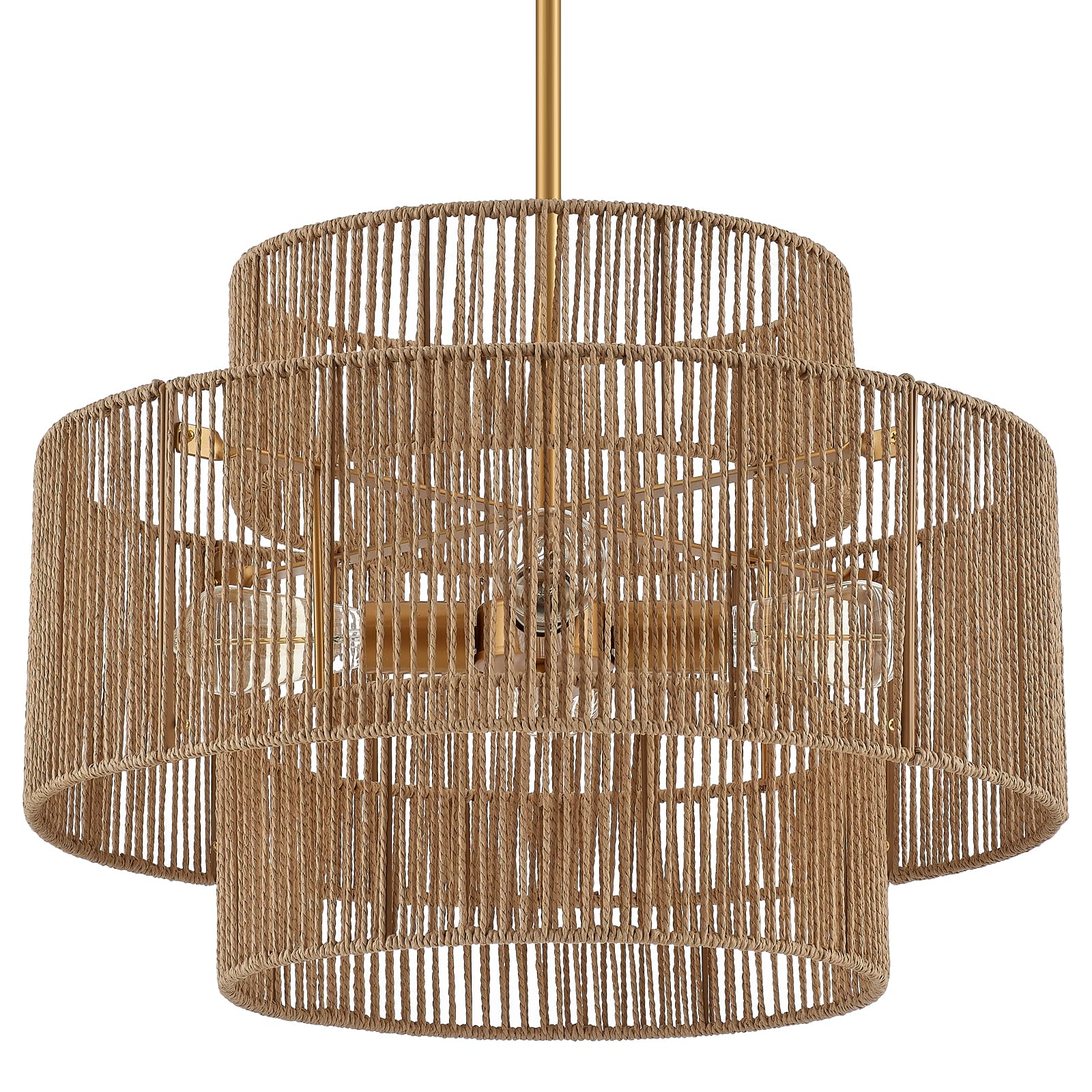 Adjustable Boho Beige Chandelier — 4-Light