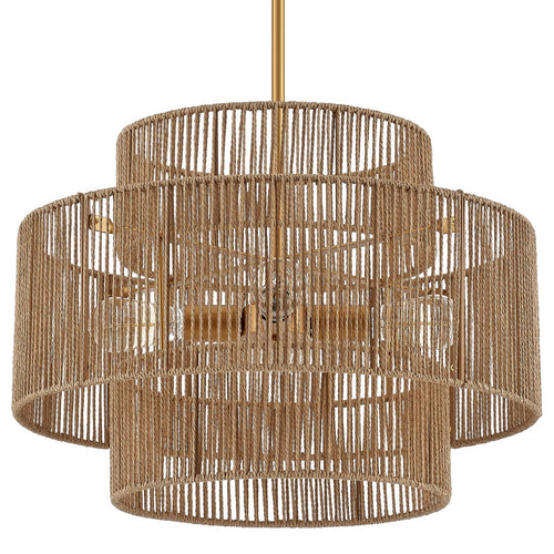 Adjustable Boho Beige Chandelier — 4-Light