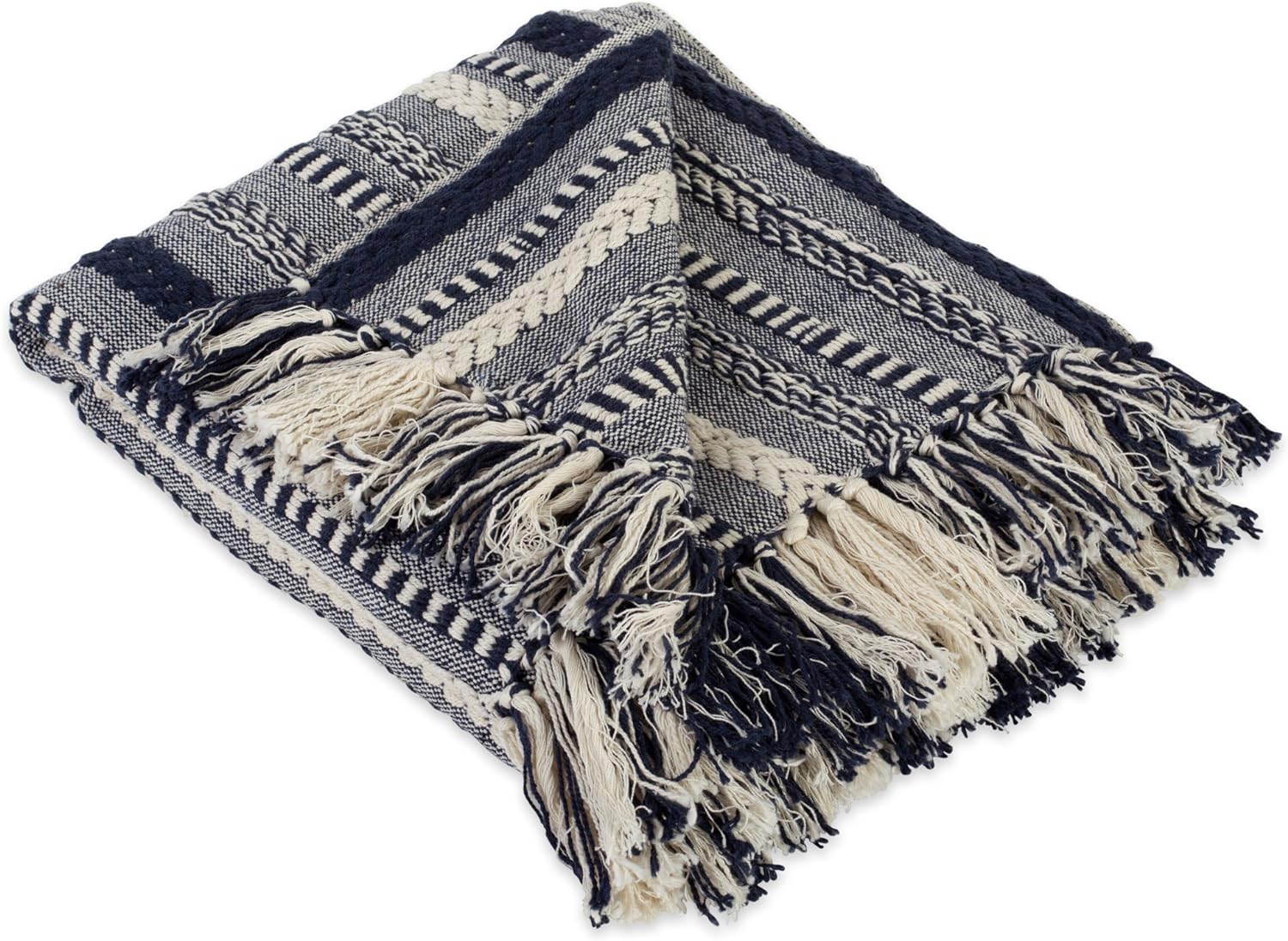 Beige Throw Pillow — 60" — Navy