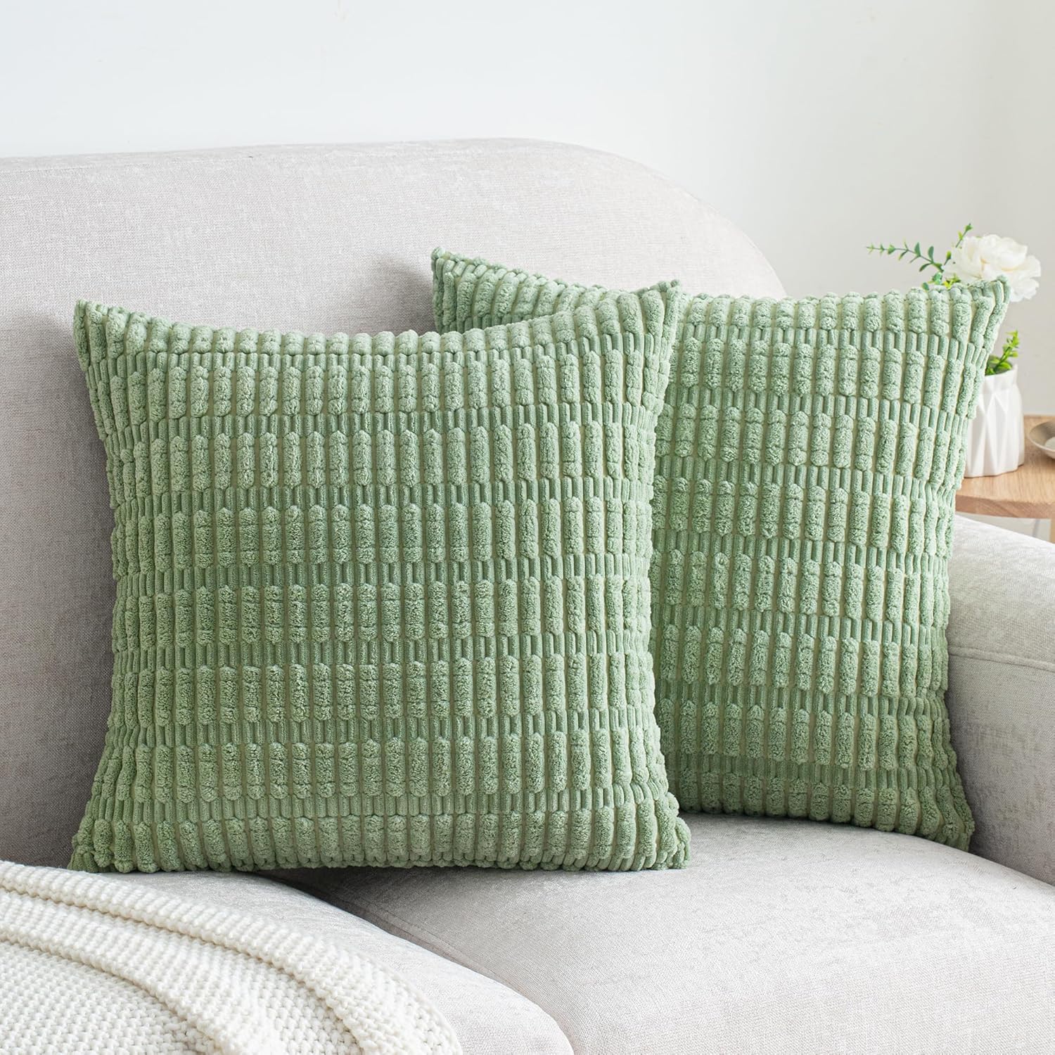Lumbar Boho Beige Throw Pillow Cover — 20" — 16" x 16" (Pack of 2)