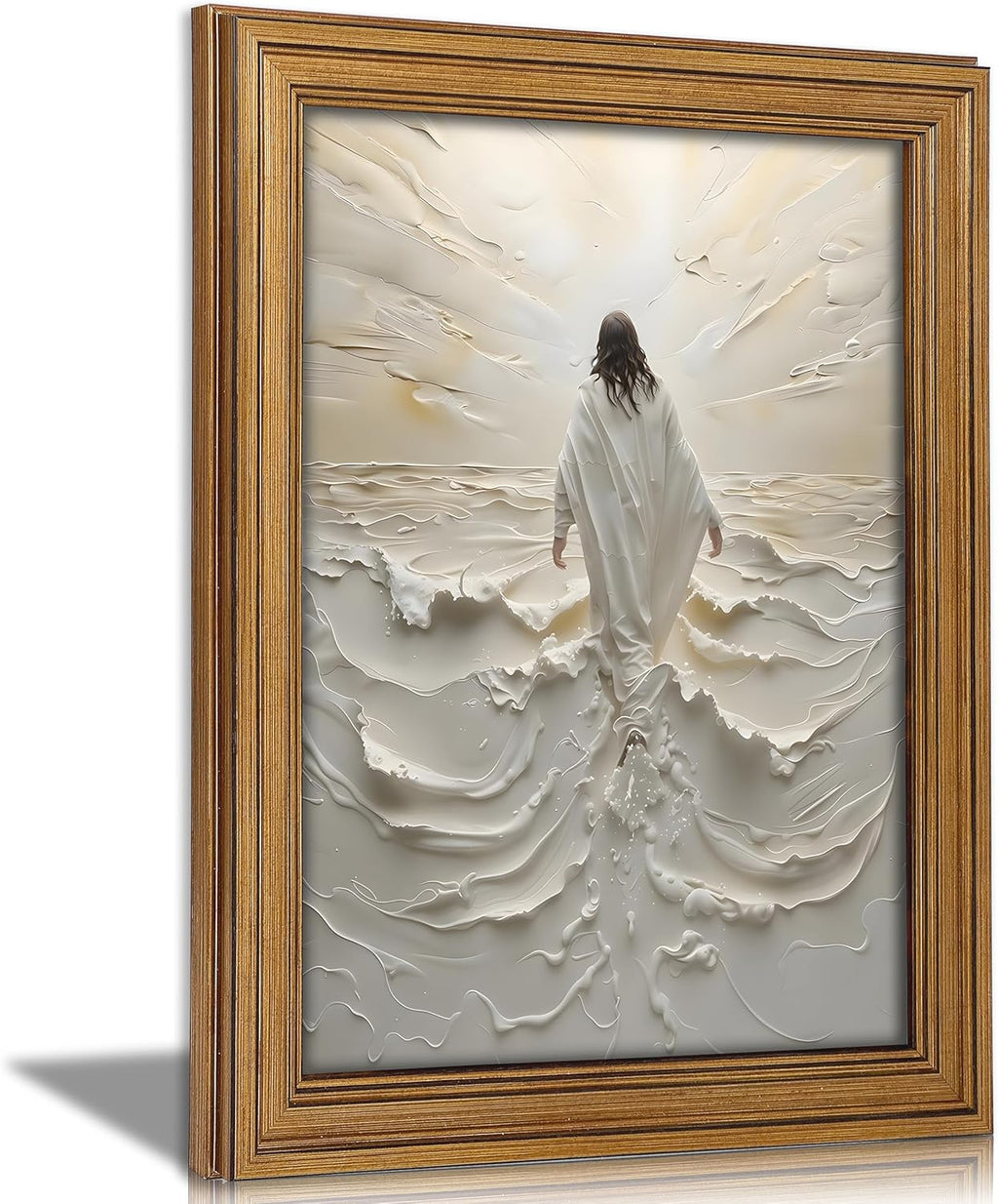 Black Canvas Wall Art — 16" — Jesus Walking