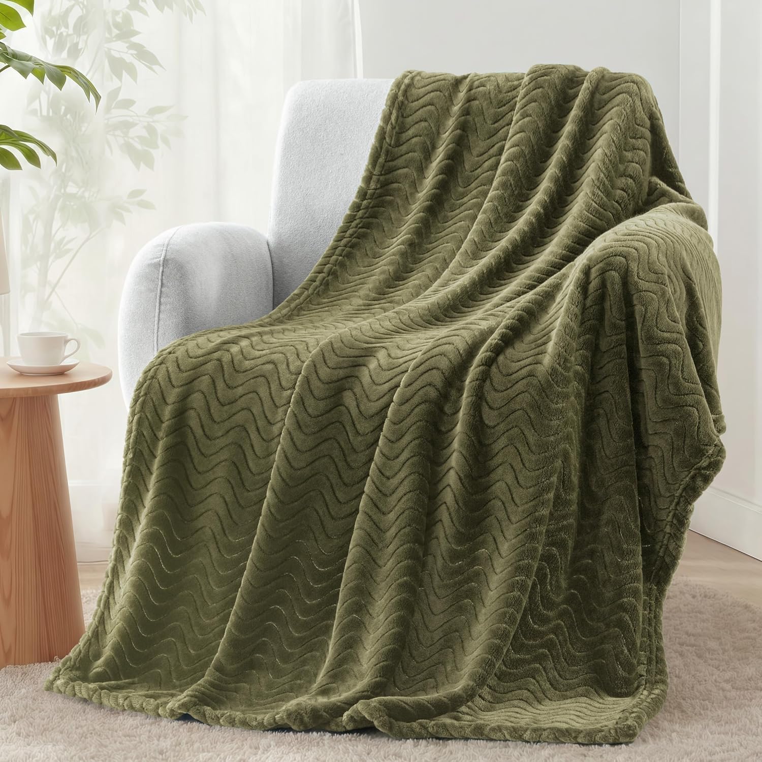 Black Throw Pillow — 70" — Olive Green