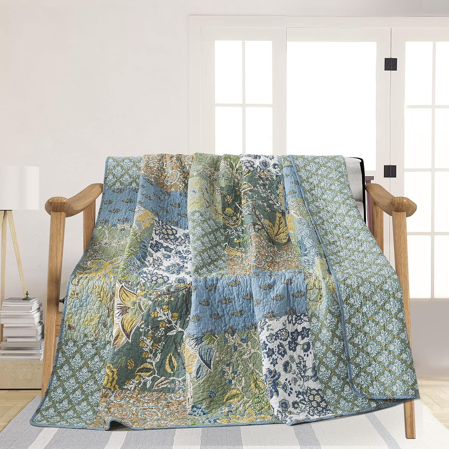 Boho Blue Throw Pillow — 78" — Green