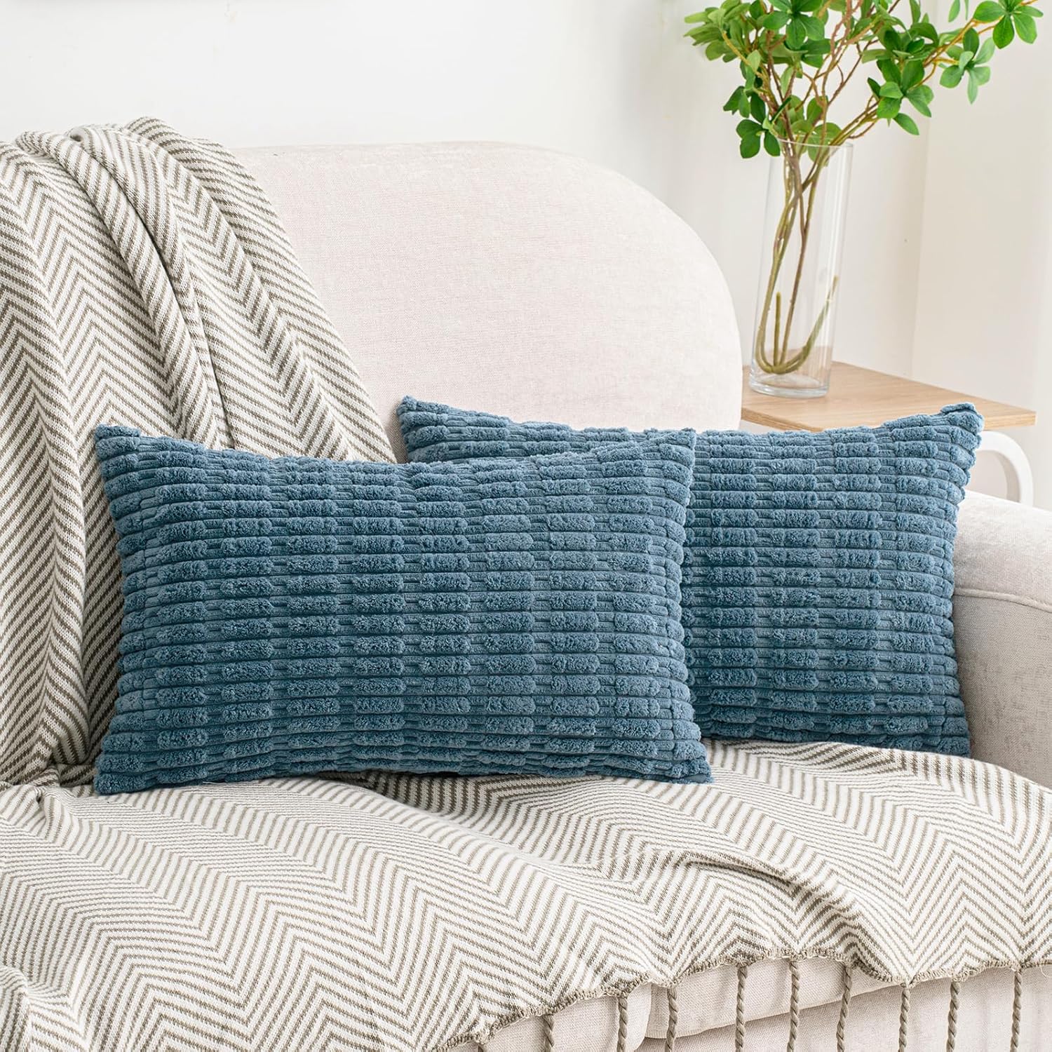 Boho Beige Throw Pillow Cover — 18" — 20" x 12" (Pack of 2)