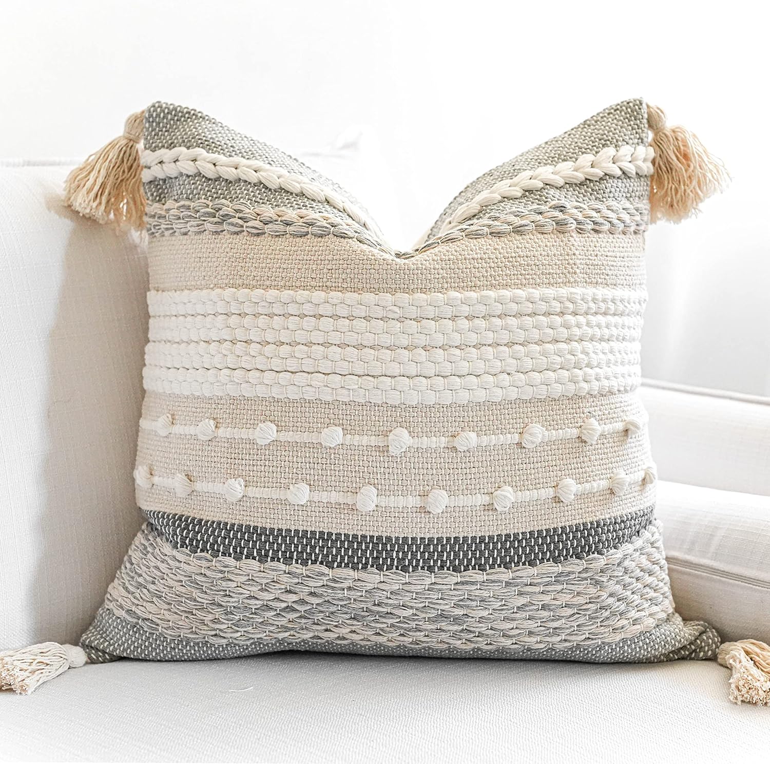 Lumbar Boho Blue Pillow Cover — 36" — 22" x 22" (Pack of 1)