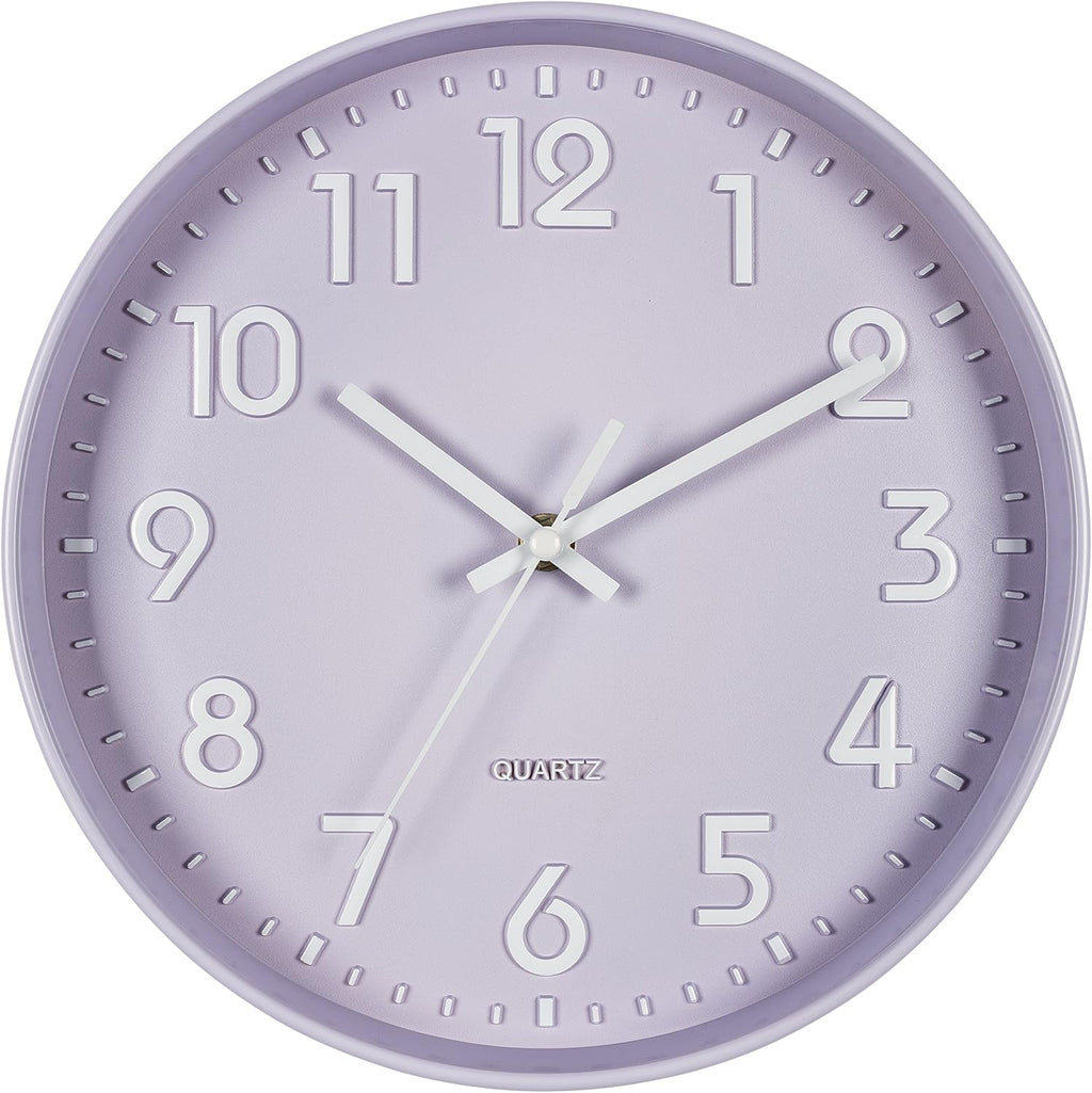Battery Operated Wall Clock — 10" — 10 Inch Purple
