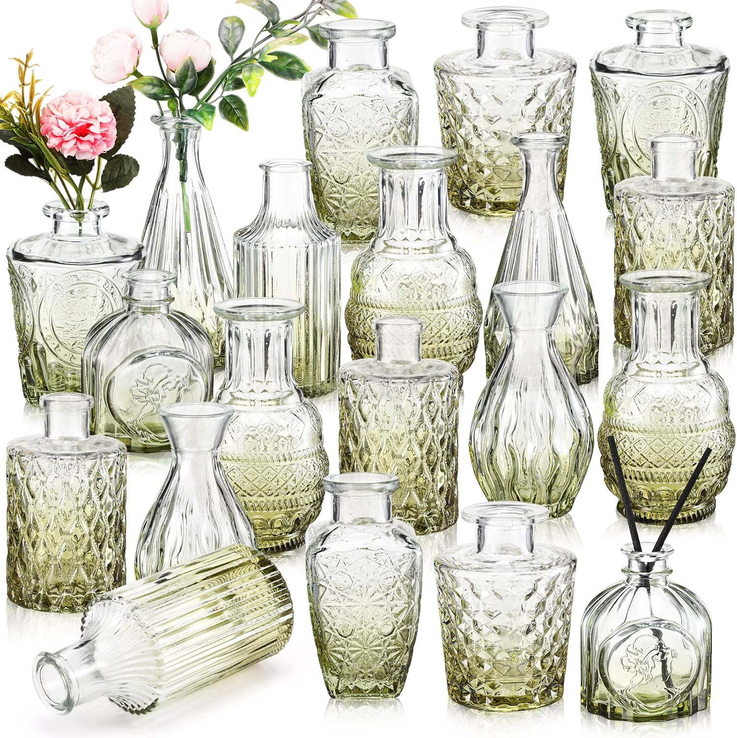 Vintage Blue Flower Vase — Green