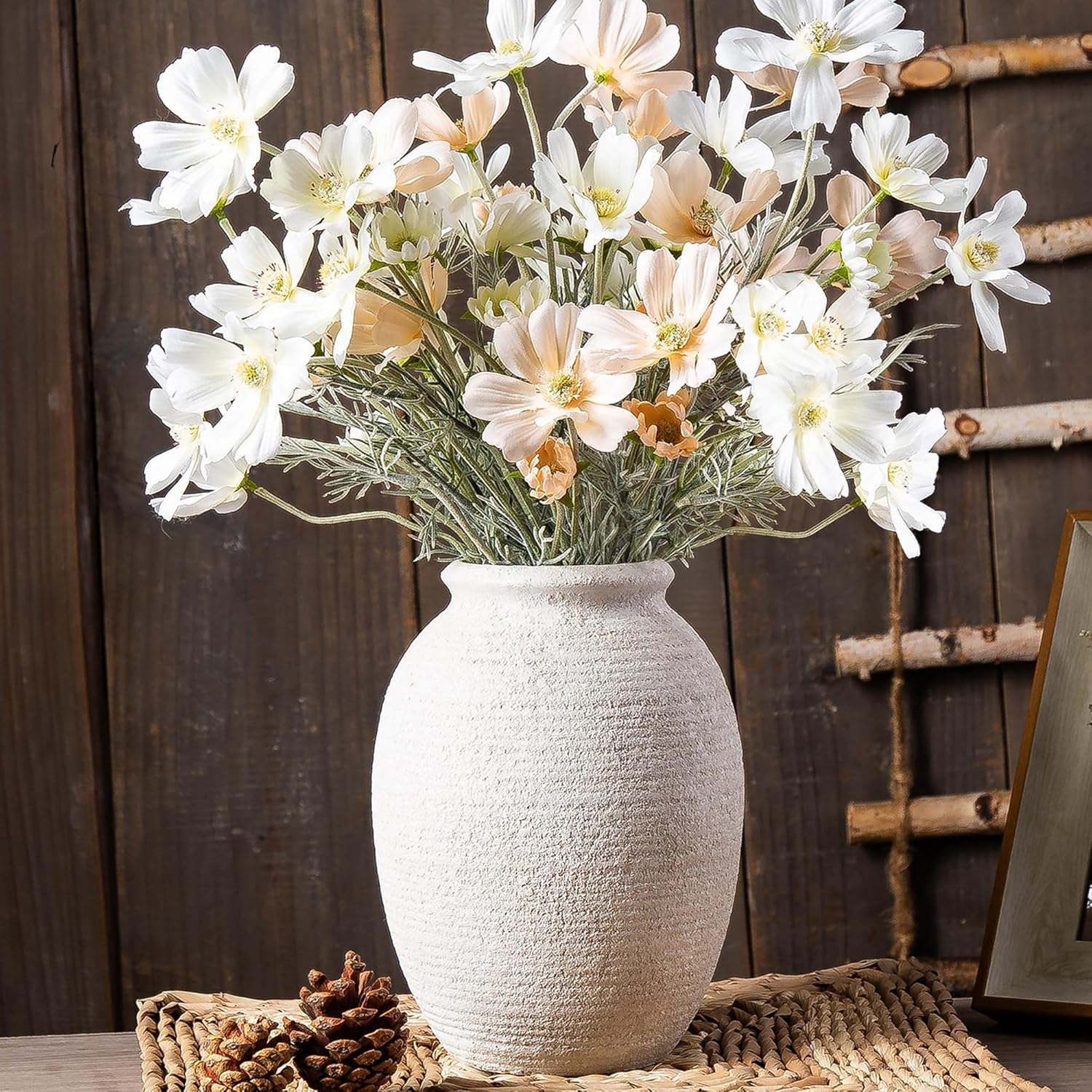 Vintage Farmhouse Ceramic Flower Vase — 112-2-8.4in