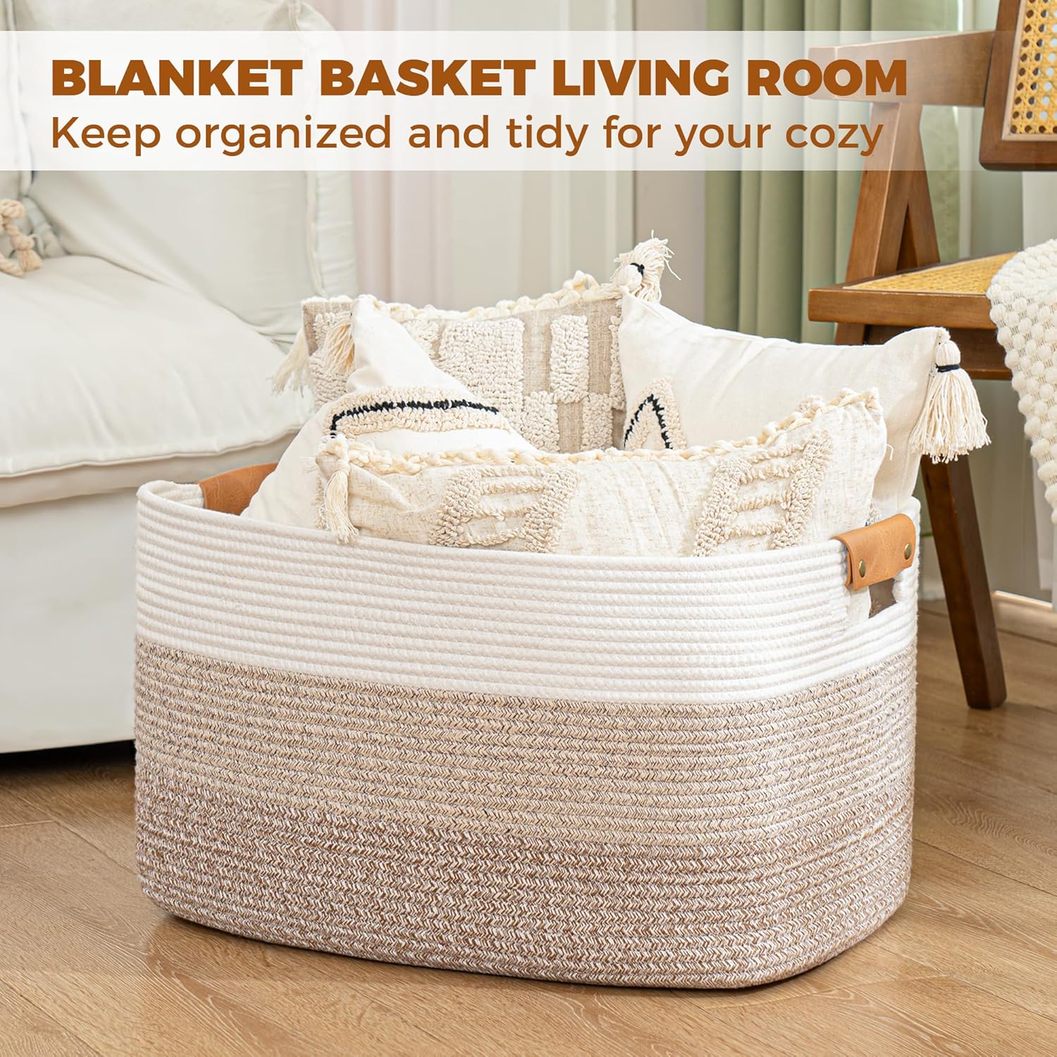 Boho Beige Throw Pillow — 22" - View 4