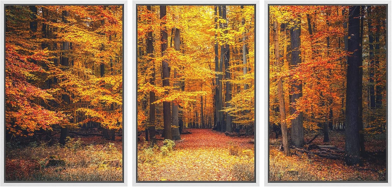 Framed Fabric Wall Art — 24" — 16" x 24" x 3 Panels WHITE