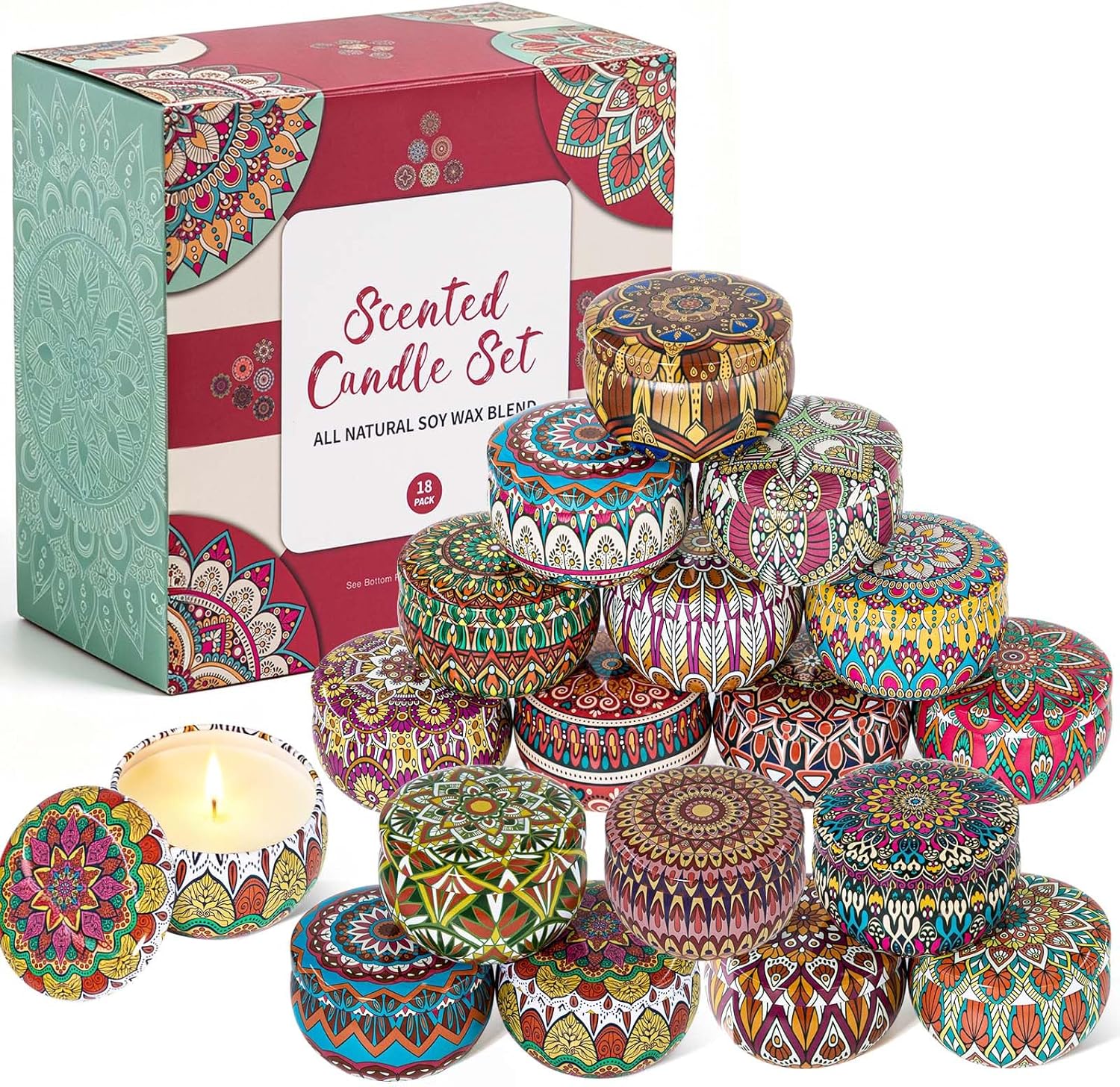 Soy Wax Grey Scented Candle — Candles Set - 18 Pack