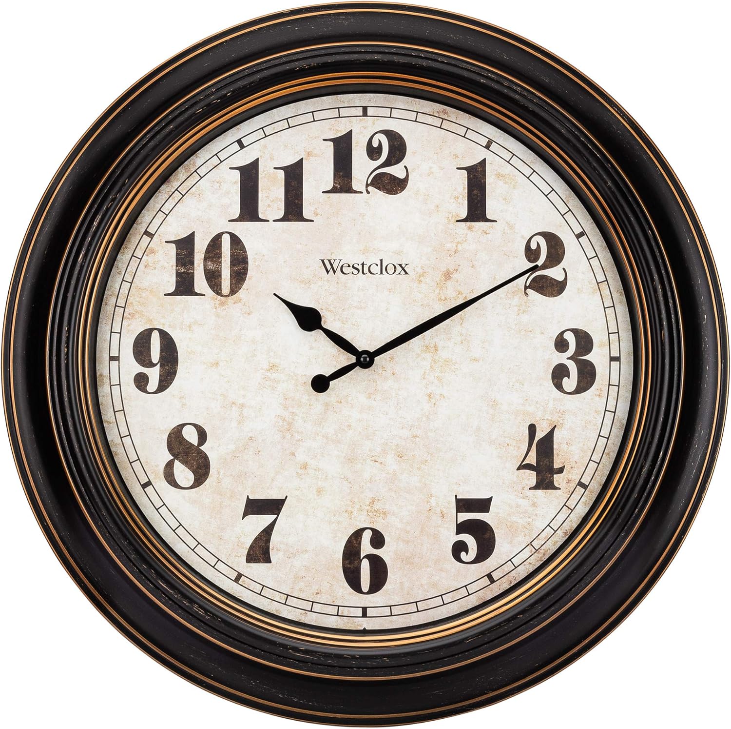 Battery-Operated Farmhouse Black Wall Clock — 24" — Black-brown