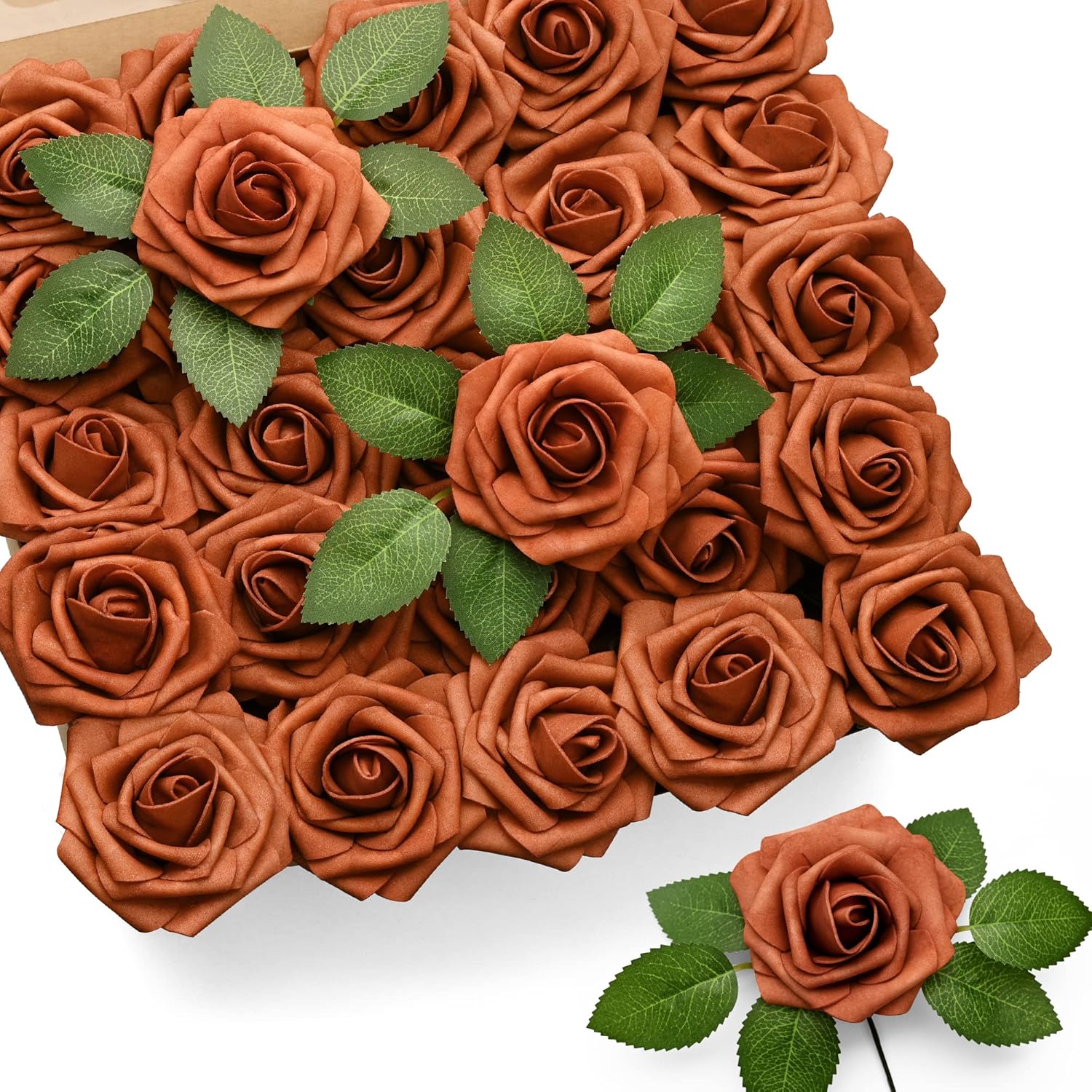 Beige Artificial Flowers — Burnt Orange