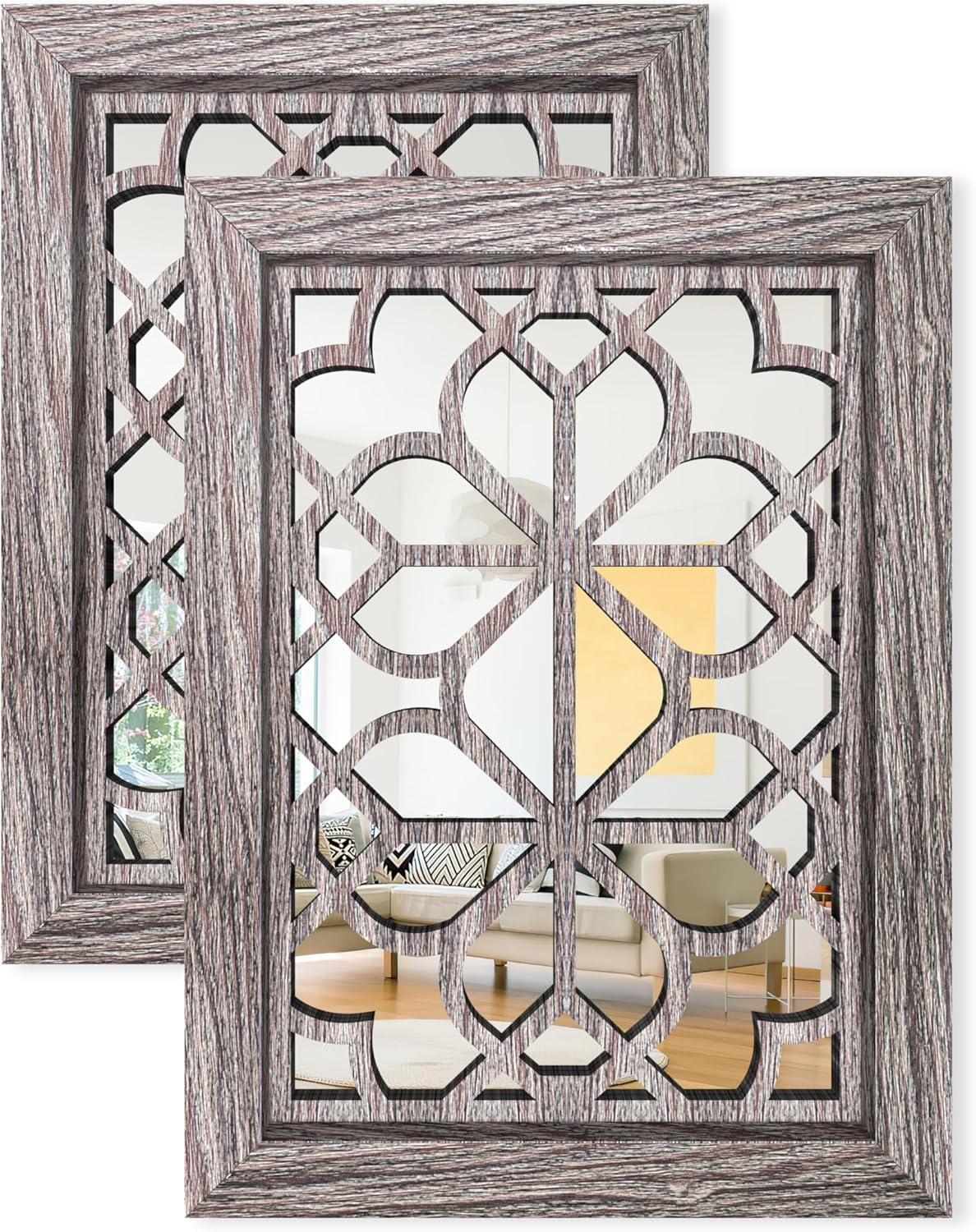 Vintage Boho Brown Wall Mirror — 12" — Brown