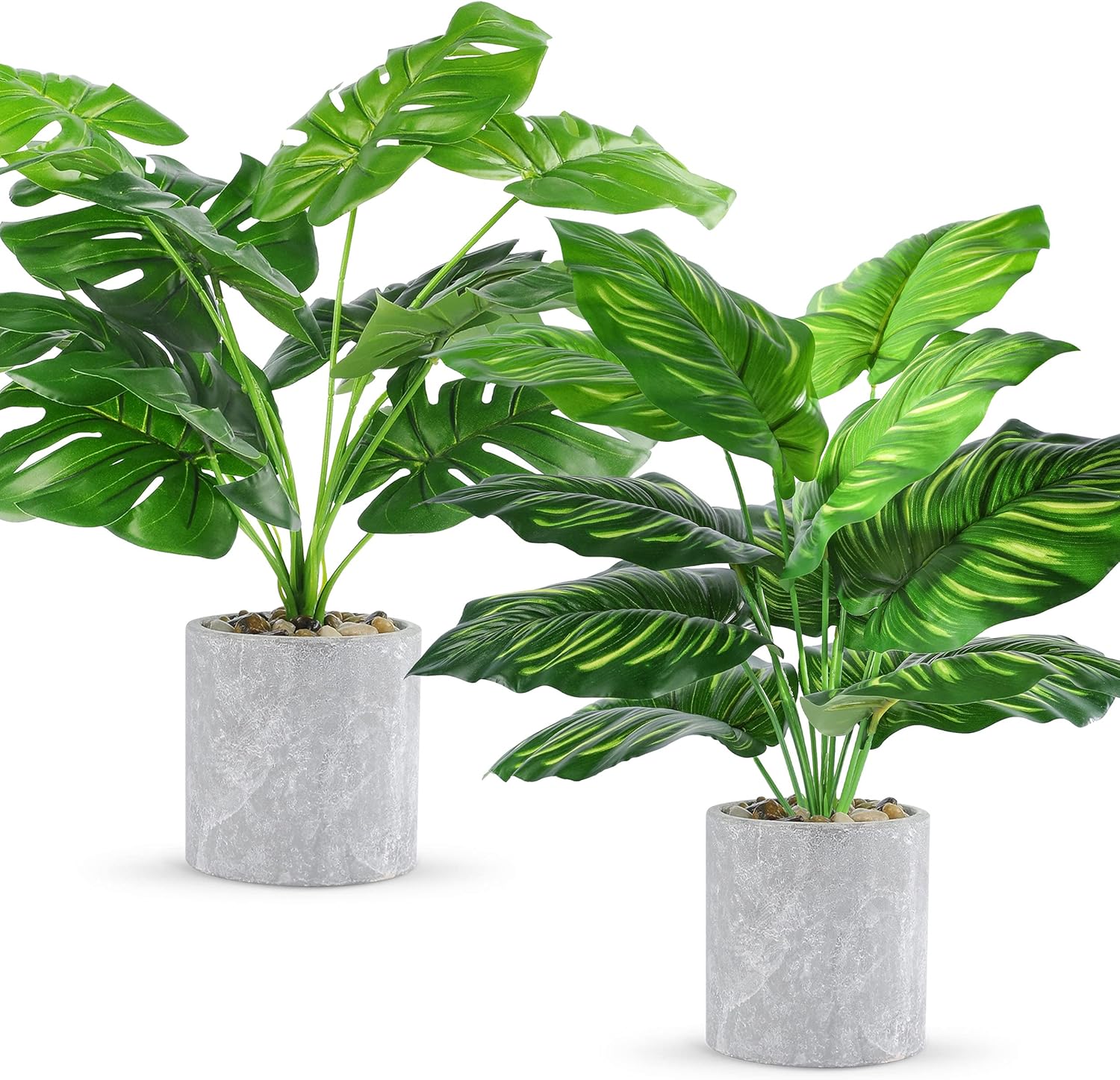 Faux Plant — 16" — Monstera Leaf and Greenery Leaf