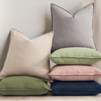 Linen Boho Beige Throw Pillow Cover — 18" - View 5