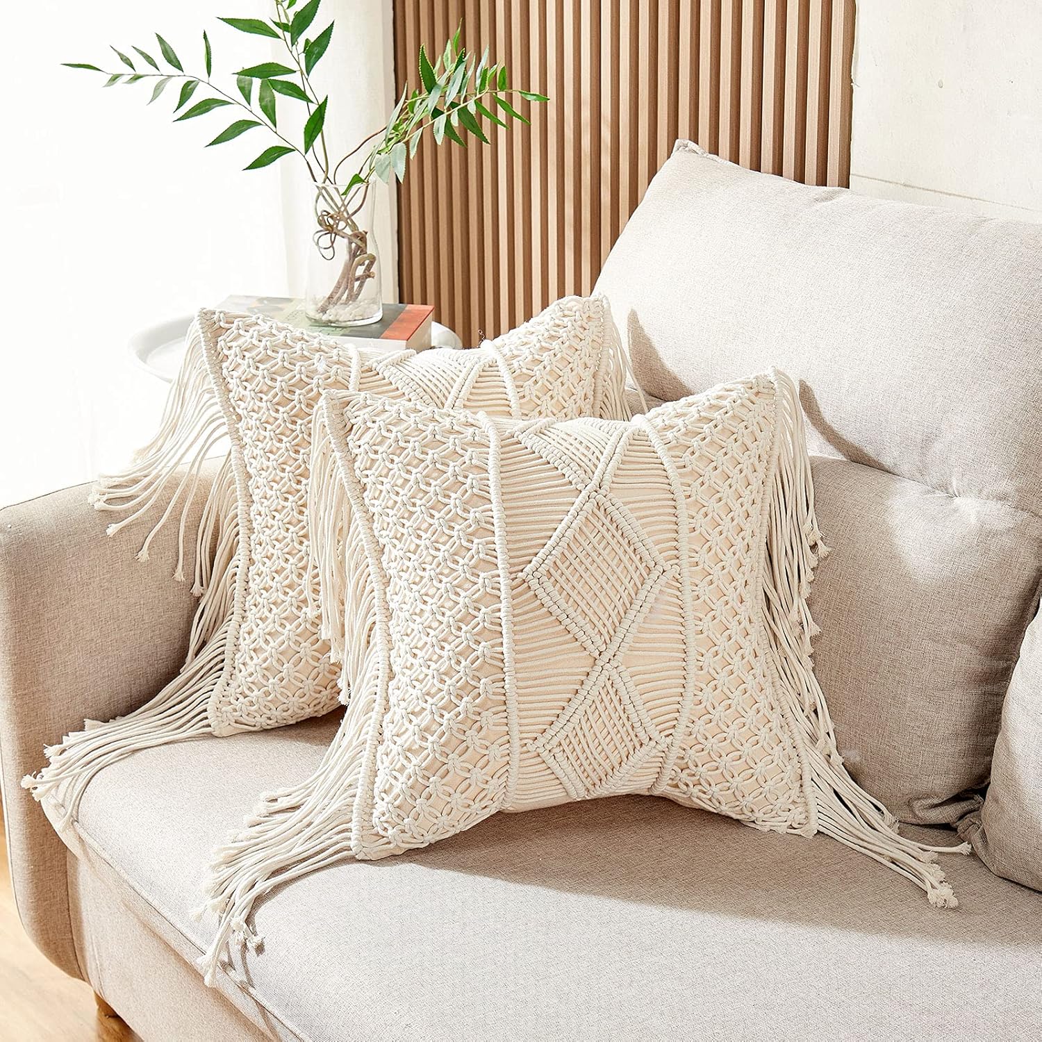 Boho Rattan Throw Pillow Cover — 17" - View 8