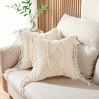 Boho Rattan Throw Pillow Cover — 17"