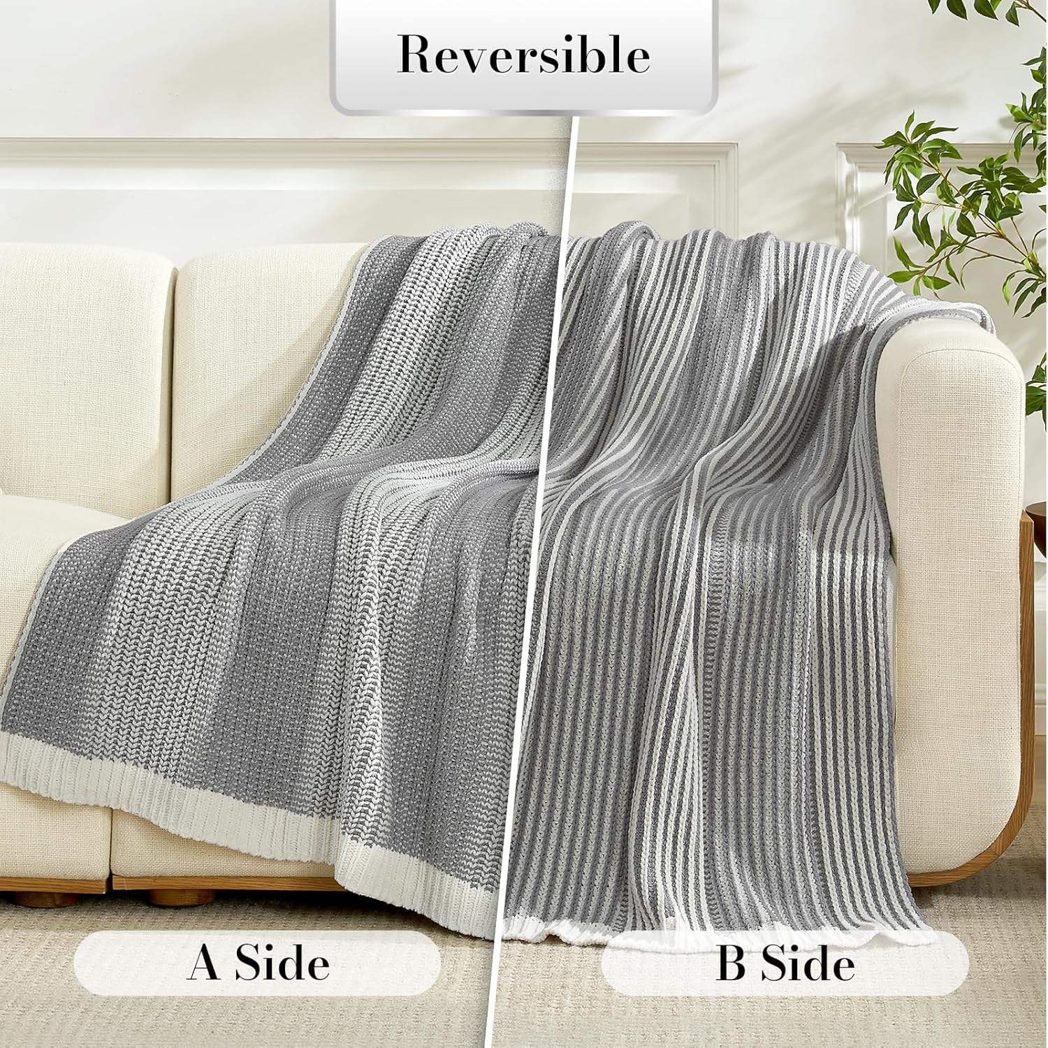 Knit Luxe Beige Throw Pillow — 50" - View 4