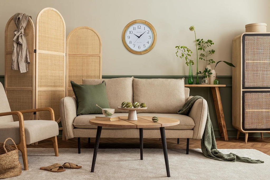 Battery Operated Mid-Century Wood Wall Clock - View 4