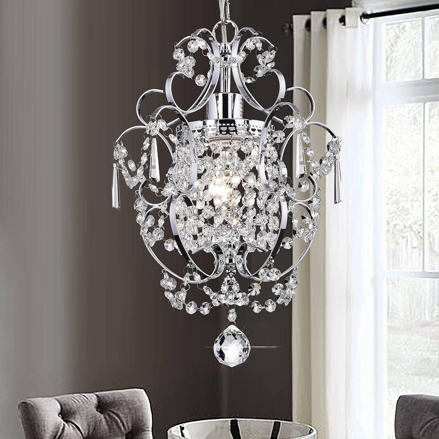 Farmhouse Gold Chandelier — 1-Light — Chrome