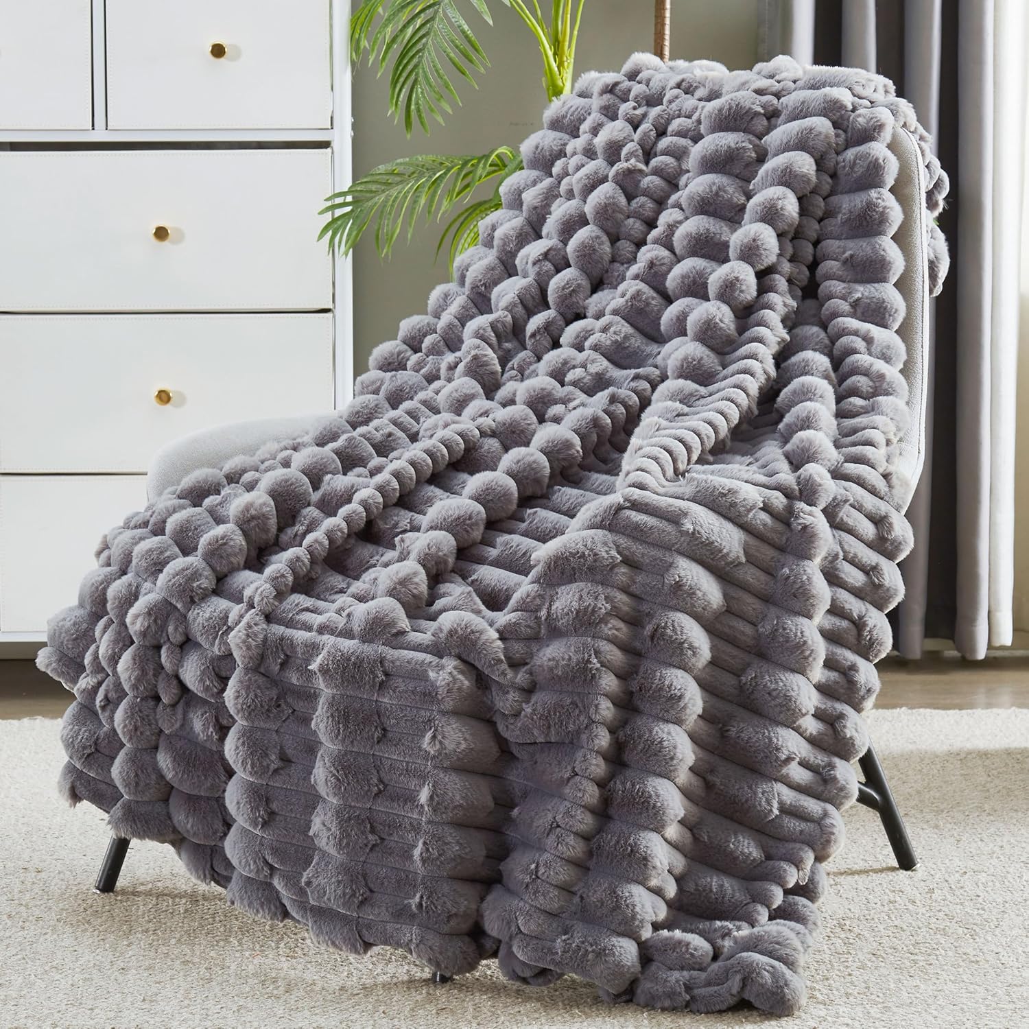 Modern Beige Throw Pillow — 50" — Dark Grey
