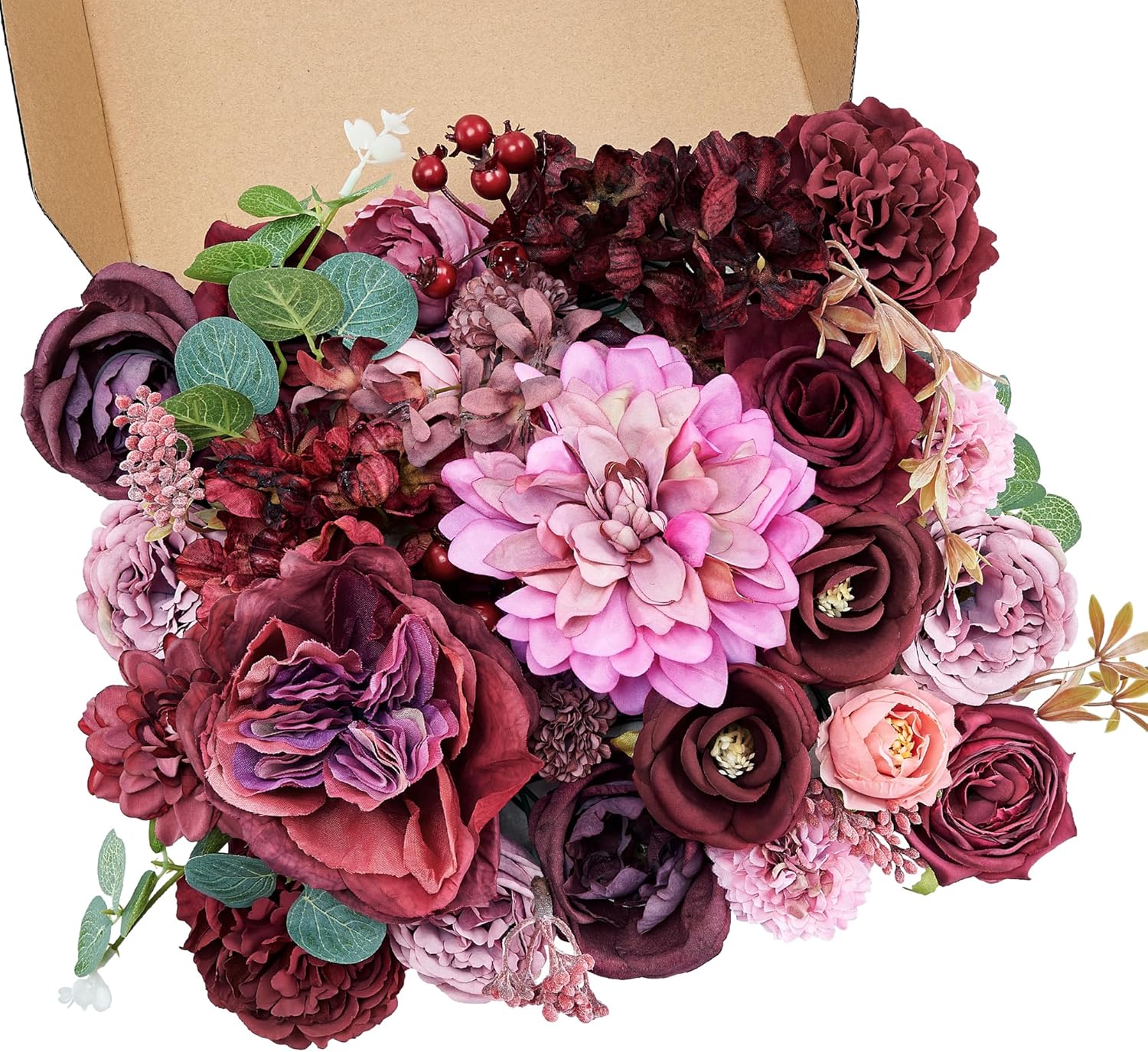 Gold Artificial Flowers — Blush Pink & Burgundy