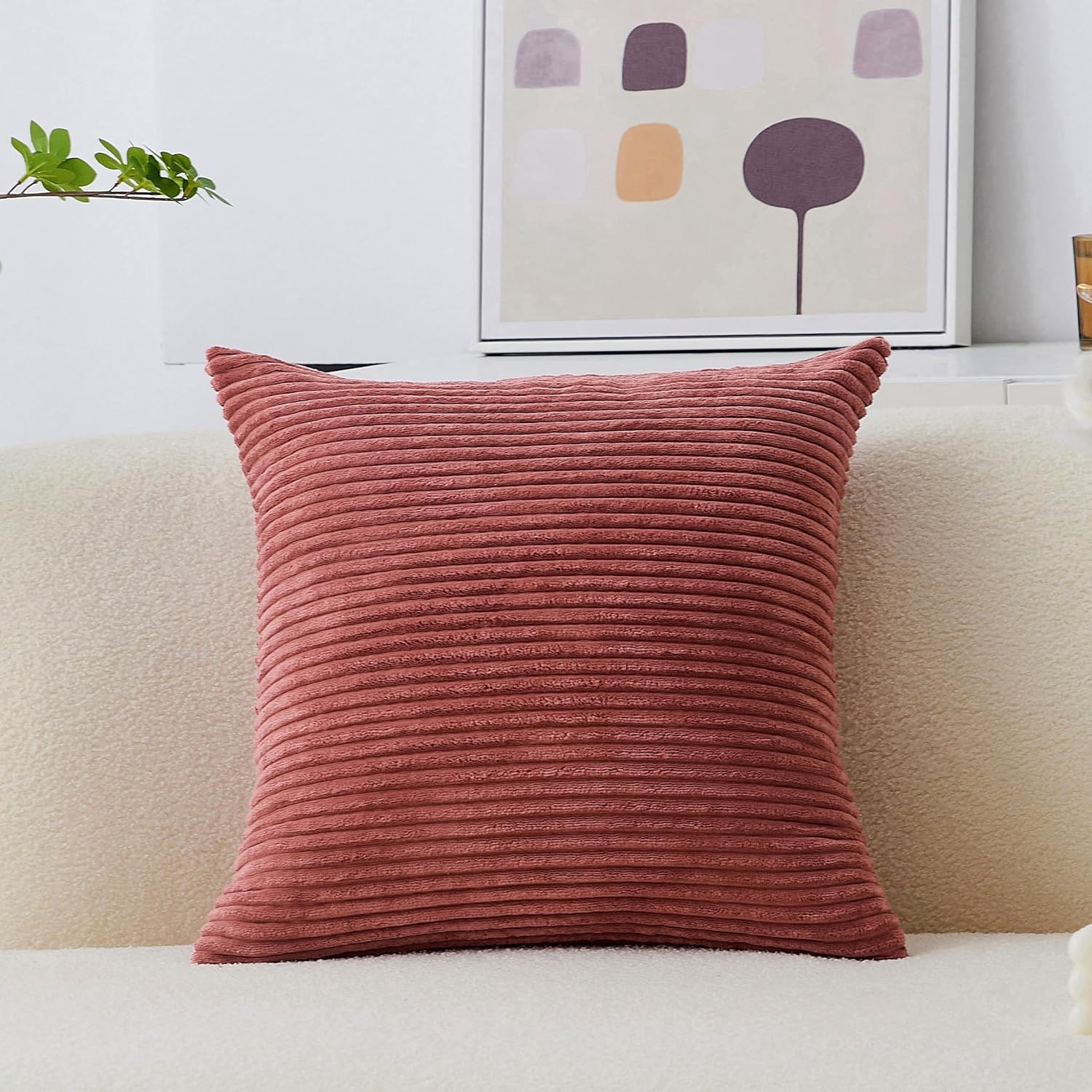 Boho Beige Throw Pillow Cover — 20" — Dry Rose Pink